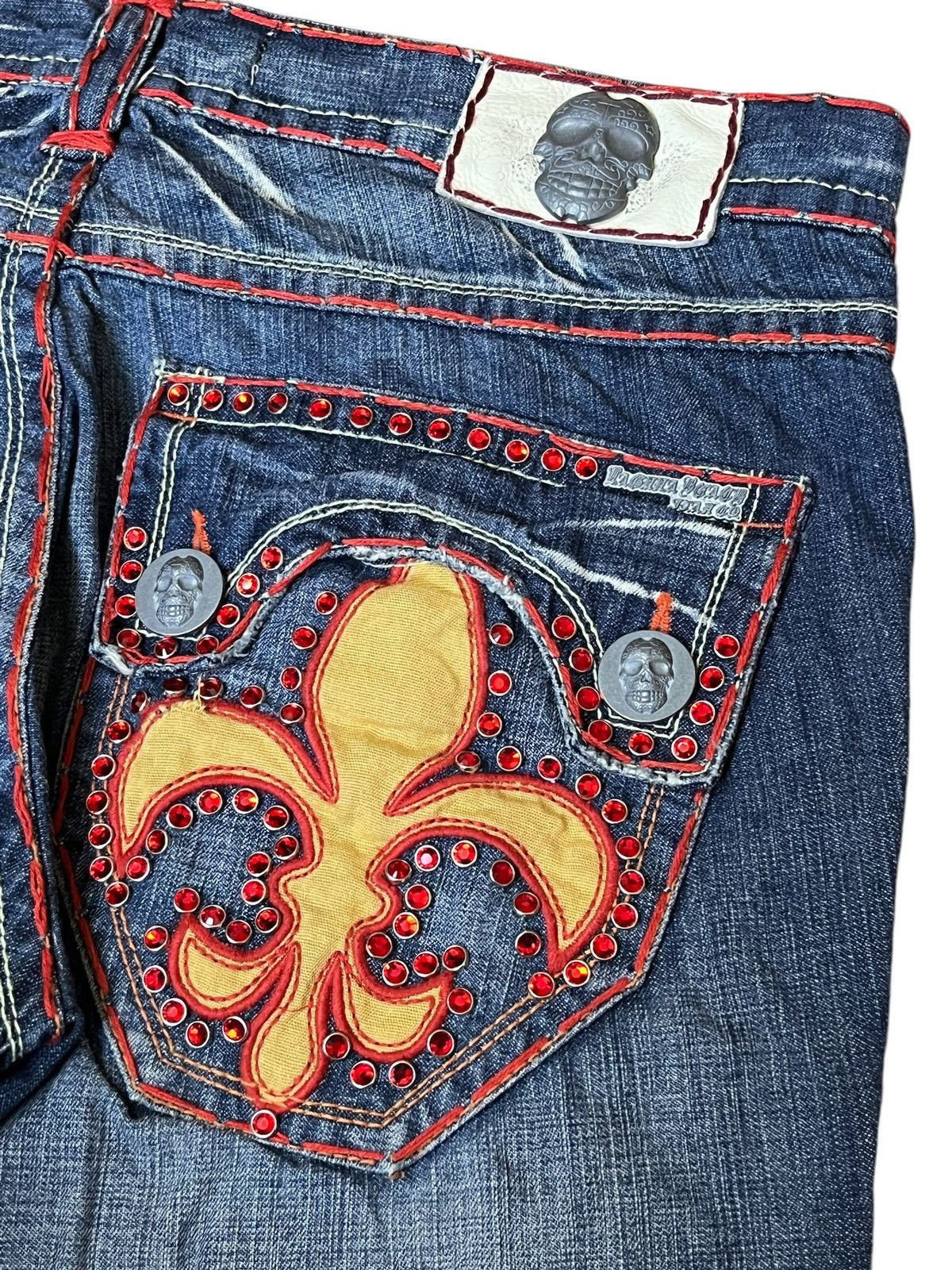 Japanese Brand FLARED🔥LAGUNA BEACH RHINESTONE MADE IN USA FLARED JEANS Size US 36 / EU 52 - 8 Thumbnail