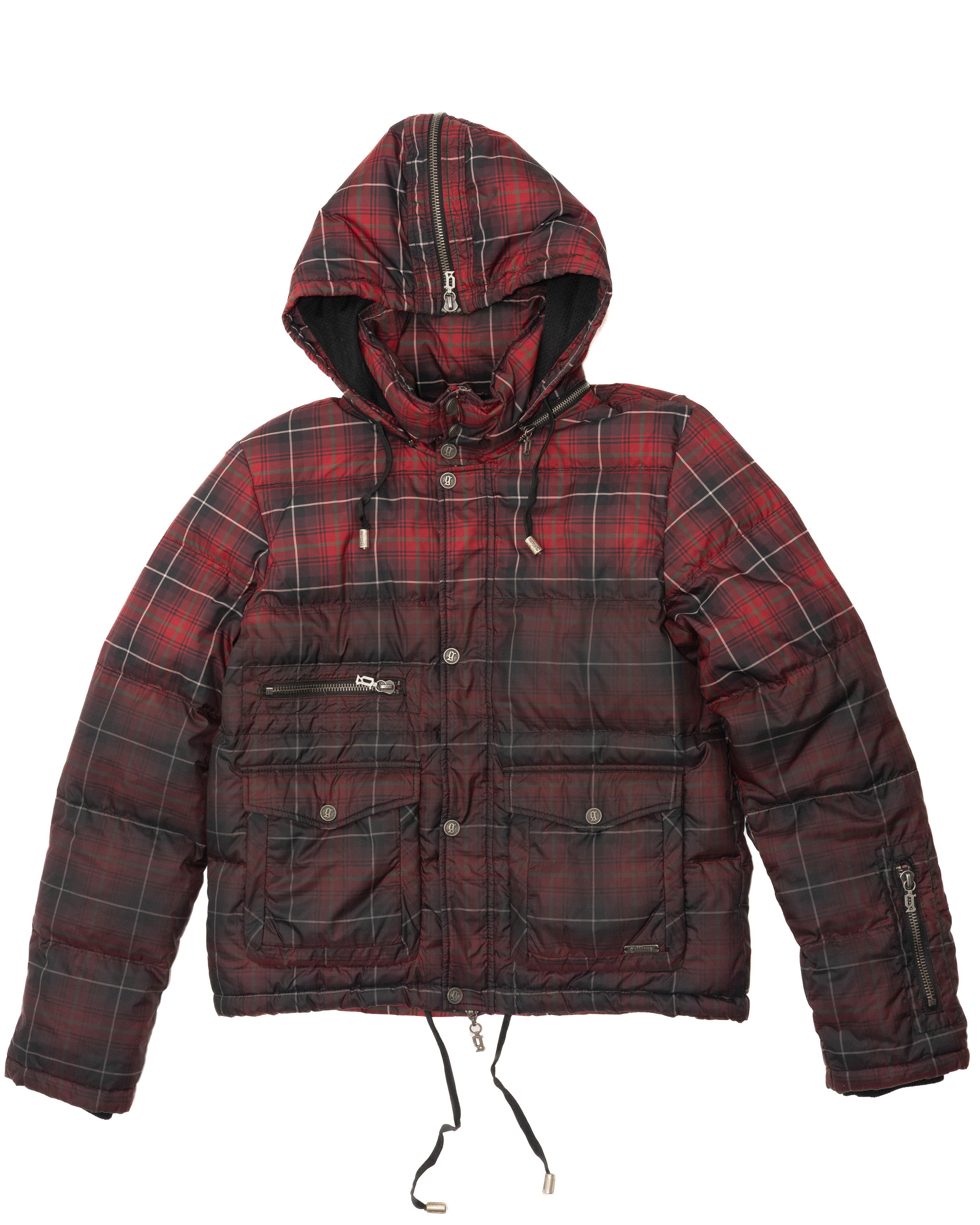 John Galliano GALLIANO 2000s Plaid Checkered Red & Dark Down Puffer Jacket Size US M / EU 48-50 / 2 - 1 Thumbnail