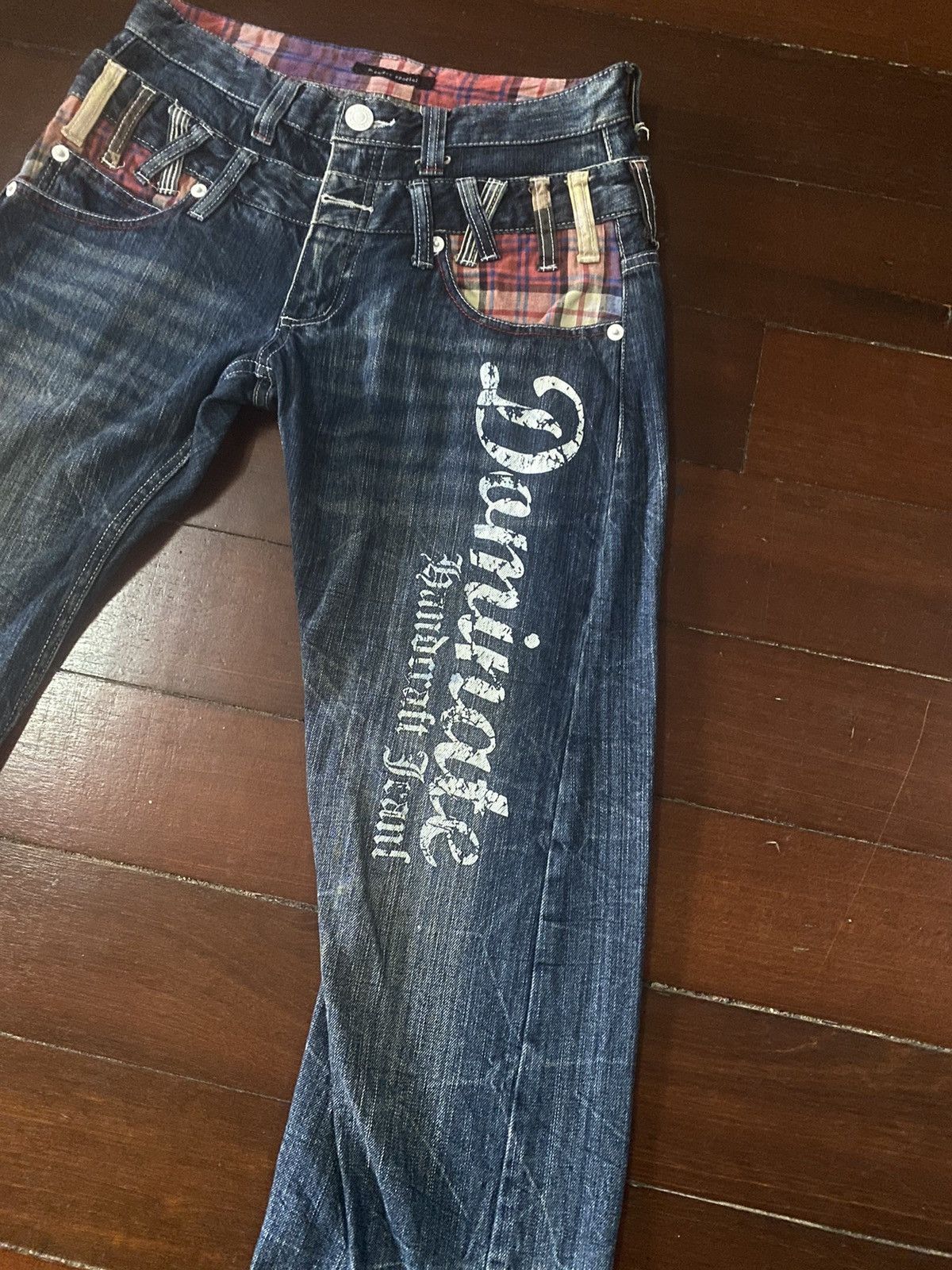 Japanese Brand FIRE DOMINATE HANDCRAFT DOUBLE WAIST FLARE JEANS HONEY COMB Size US 33 - 4 Thumbnail