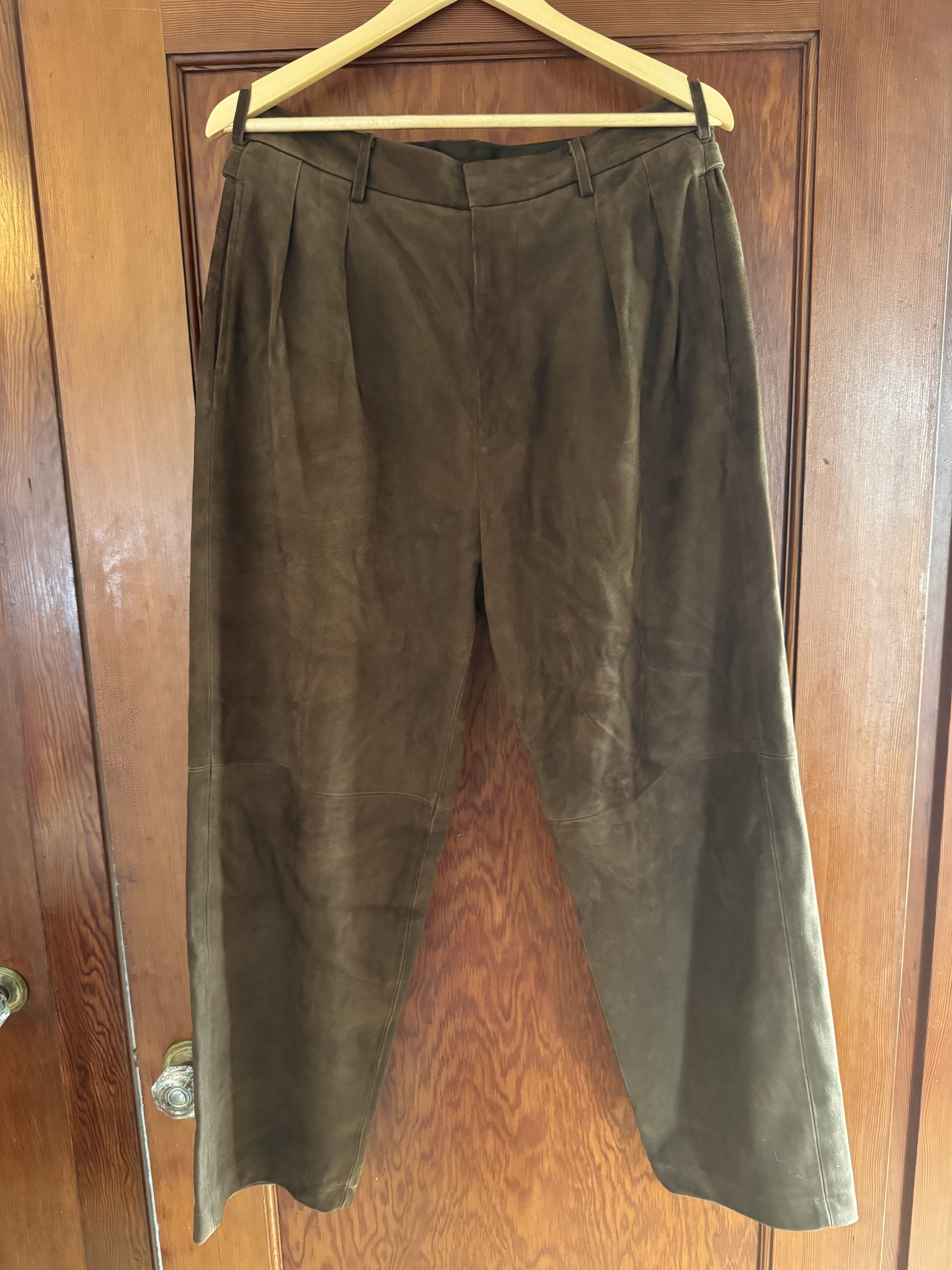 A.PRESSE Brown suede pants Size US 32 / EU 48 - 1 Thumbnail