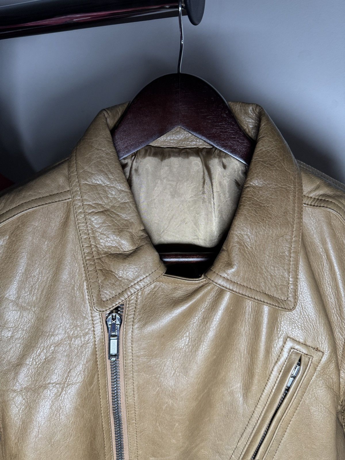 Rick Owens Rick Owens Camel Beige Leather Biker Jacket – FW16 Mastodon Size US S / EU 44-46 / 1 - 7 Thumbnail