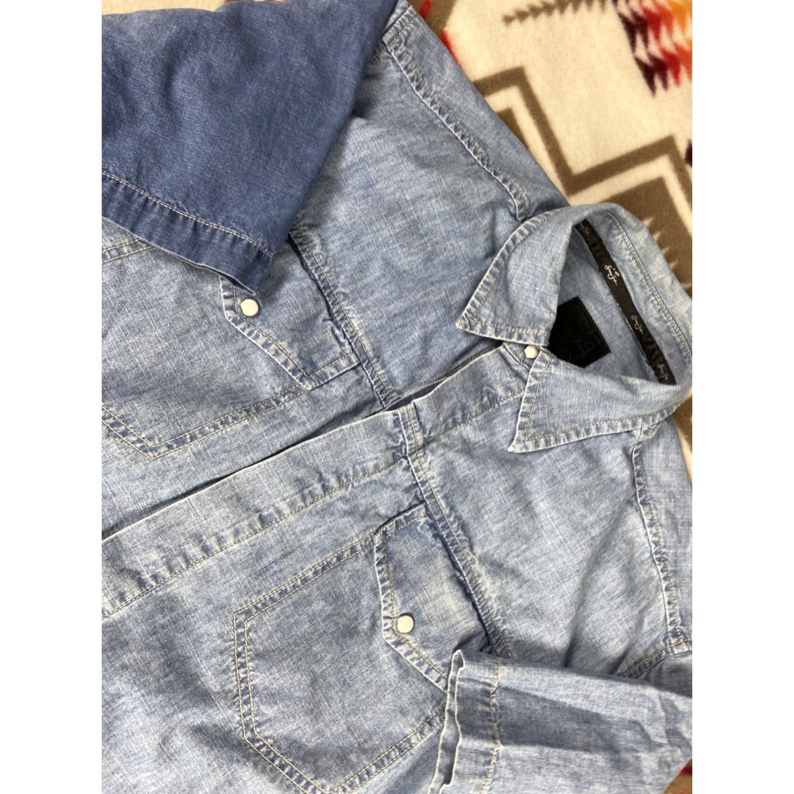 Sean John VINTAGE Sean John Denim Jean Shirt Short Sleeve XL Mens Blue Button Snap Shirt Size US XL / EU 56 / 4 - 4 Thumbnail