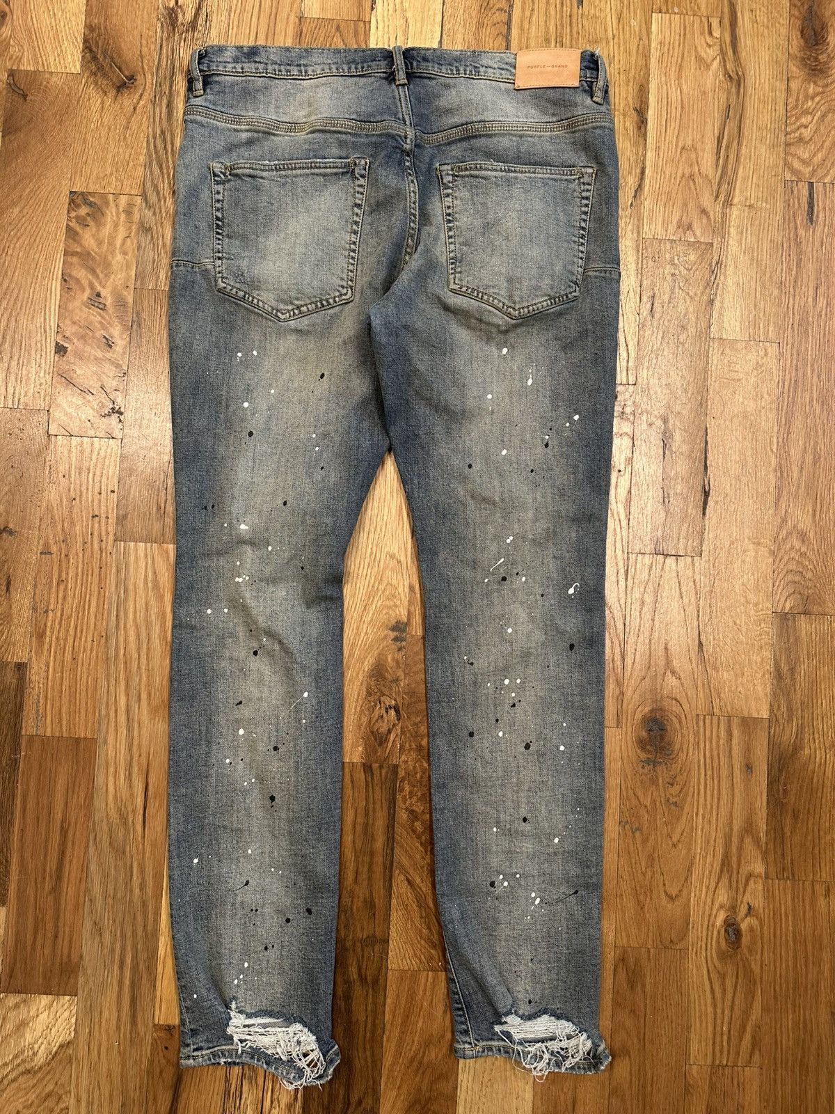 Purple Brand Purple Brand Knee Hole Paint Splatter Blue Denim Jeans Sz 36 Size US 36 / EU 52 - 2 Thumbnail