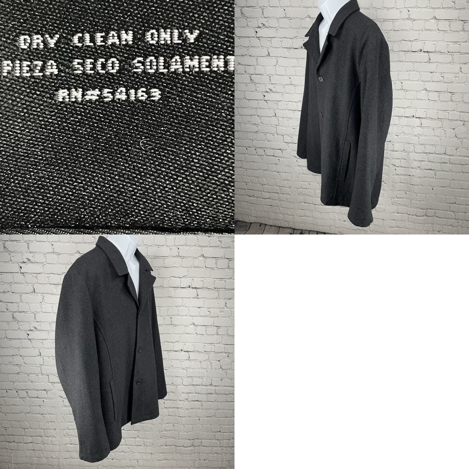 Vintage Black Rivet Coat Men Wool Blend Buttoned Lined Pockets XXL Gray Solid Mid-Length Overcoat Size US XXL / EU 58 / 5 - 8 Thumbnail