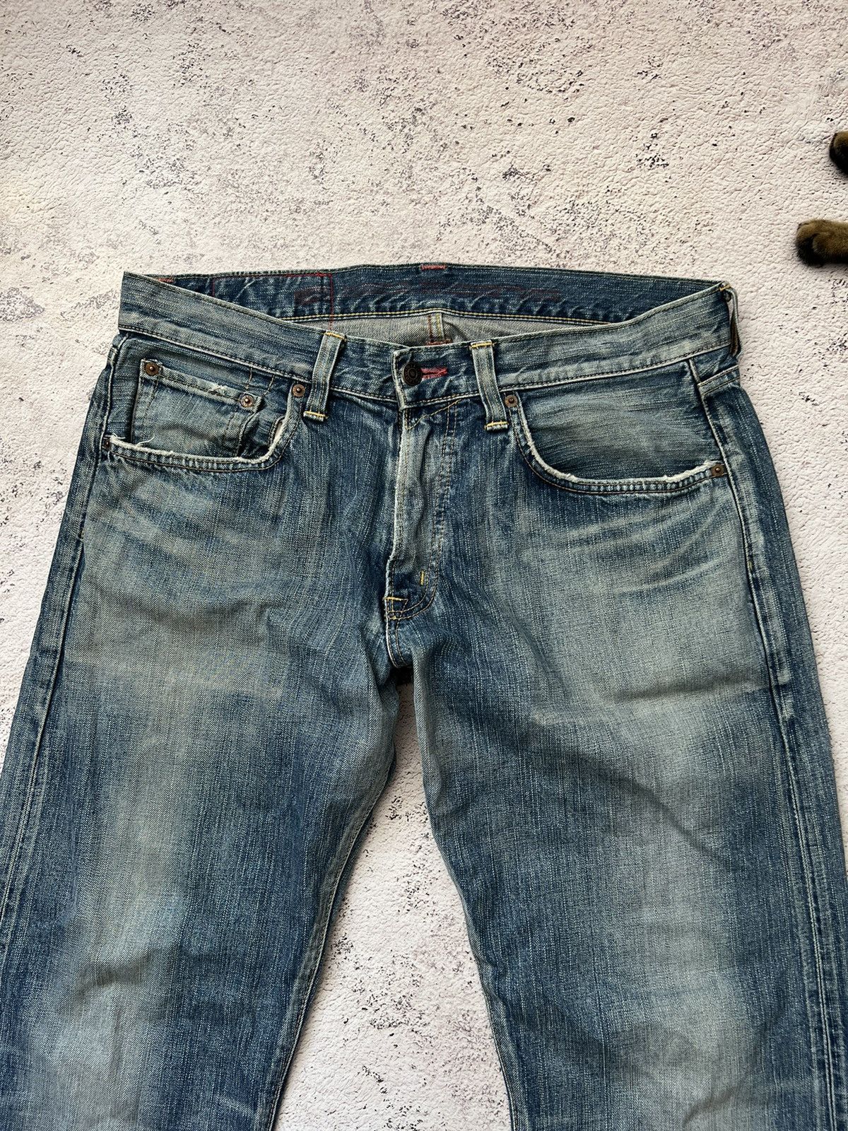 Edwin × Japanese Brand FLARED ≥ THRASHED EDWIN 53504 DISTRESSED DENIM PANT Size US 34 / EU 50 - 12 Thumbnail
