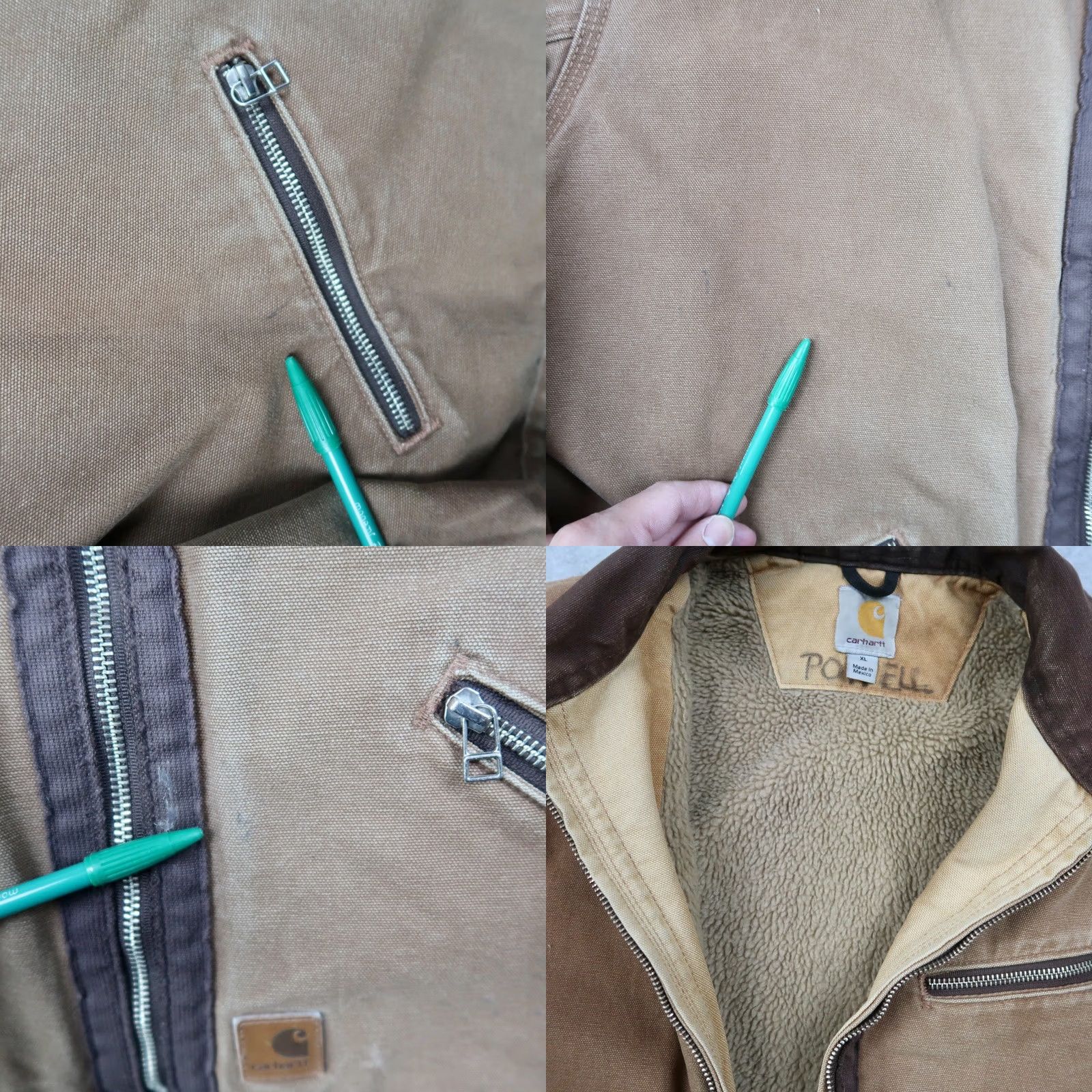 Carhartt VINTAGE Carhartt Jacket Mens XL Brown Full Zip Canvas J297 Lined Sherpa Detroit Bomber Coat Size US XL / EU 56 / 4 - 8 Thumbnail