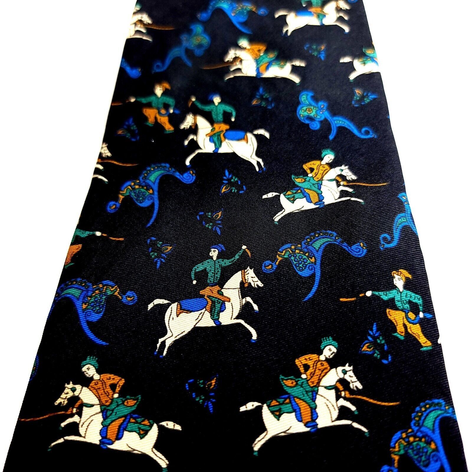 Stanley Blacker Stanley Blacker Black Jousting Print Wide Silk Tie Size ONE SIZE - 2 Thumbnail