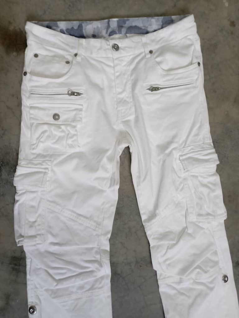 Tete Homme Like New Japan White Cargo Multi pocket Lyric Pant Size US 30 / EU 46 - 3 Thumbnail