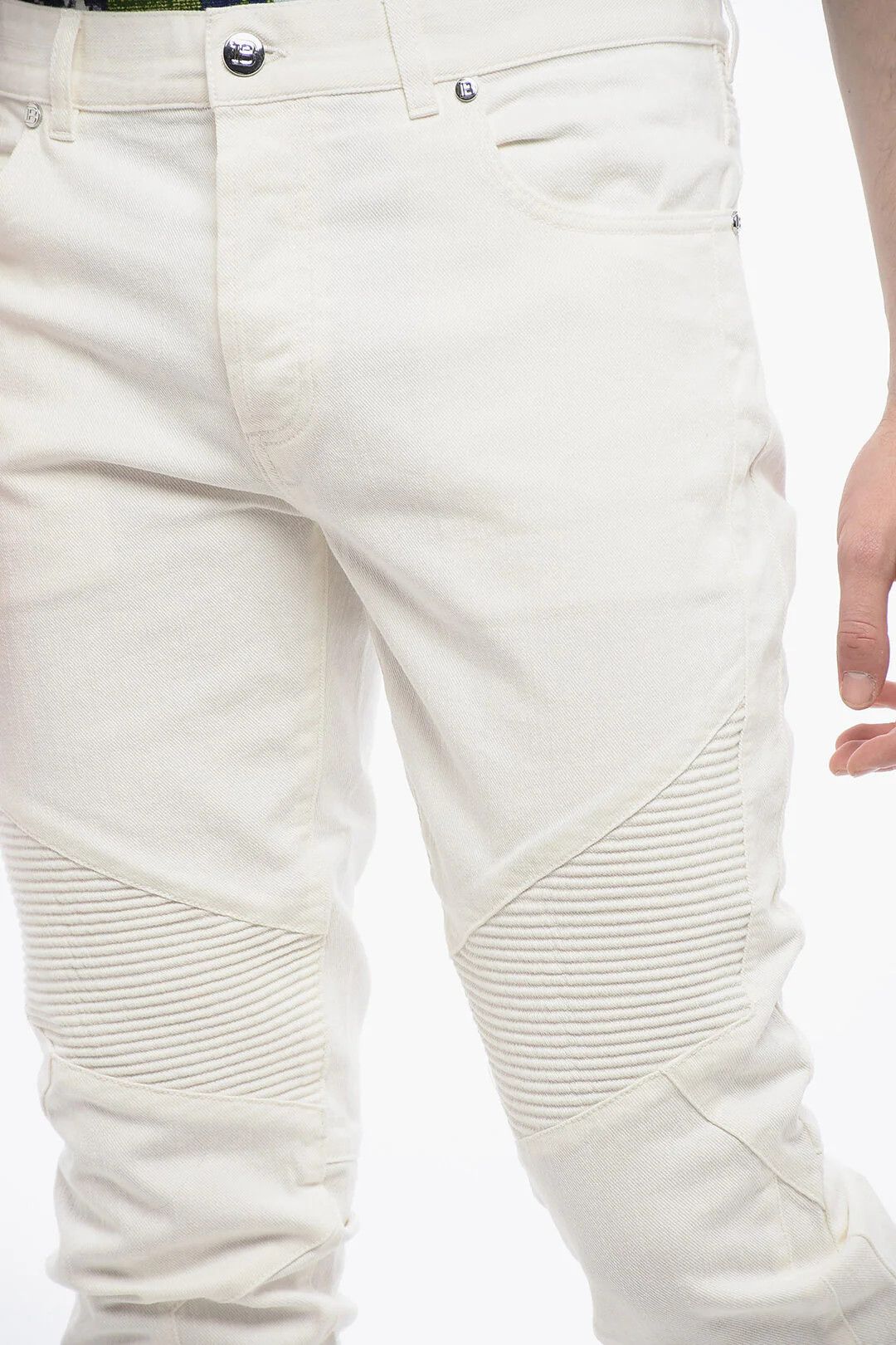 Balmain og1mm0326 Biker Tapered-Fit Jeans in White Size US 29 - 3 Thumbnail