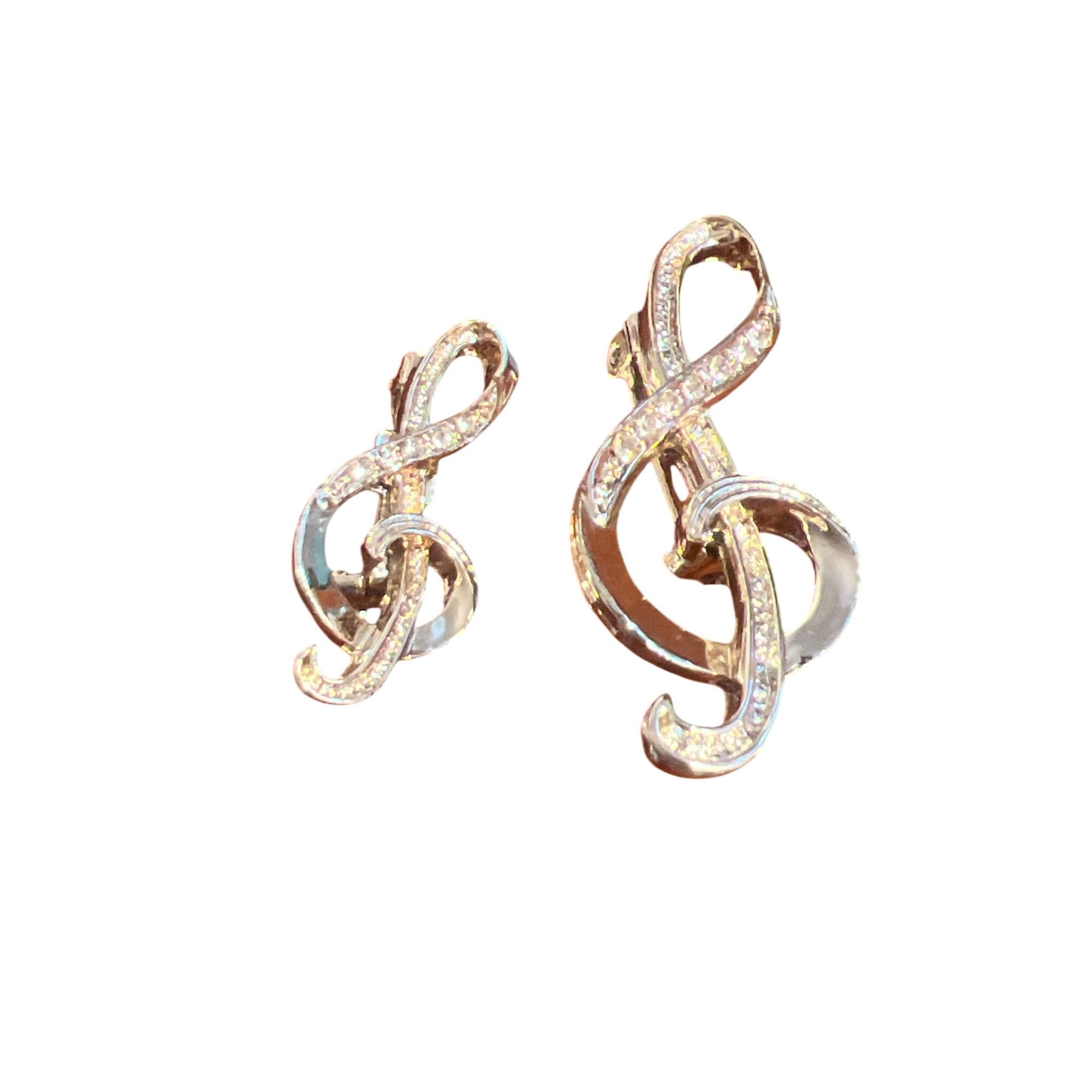 Other Set of 2 Vintage Treble Clef Scatter Pins Gold Tone Clear Rh Size ONE SIZE - 1 Thumbnail