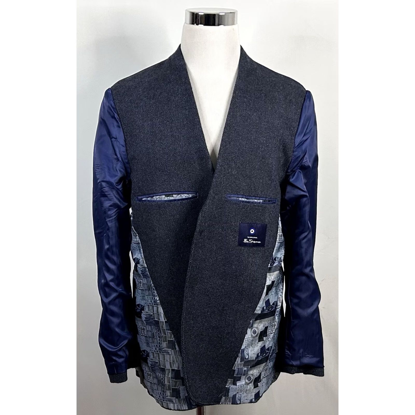 Ben Sherman Ben Sherman Sport Coat 44R Wool Tweed Blue Two-Button Double Vented Coat Mens Regular Jacket Size US XS / EU 42 / 0 - 7 Thumbnail