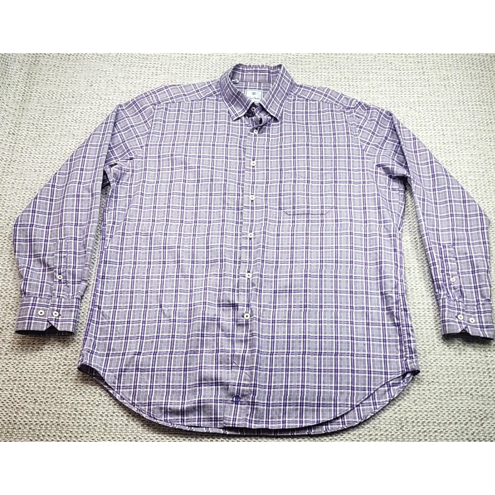 David Donahue David Donahue Shirt Mens XL Purple Plaid Checks 100% Cotton Button-Up Casual Dress Size US XL / EU 56 / 4 - 2 Thumbnail