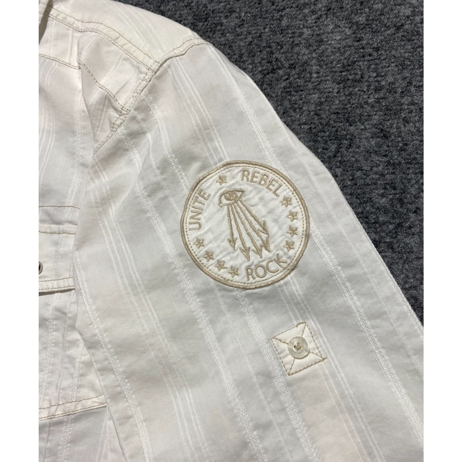 Vintage Decoded Mens M White Shirt Casual Western Cowboy Patch Rock Rebel Button-Up Collared Long Sleeve Size US M / EU 48-50 / 2 - 7 Thumbnail