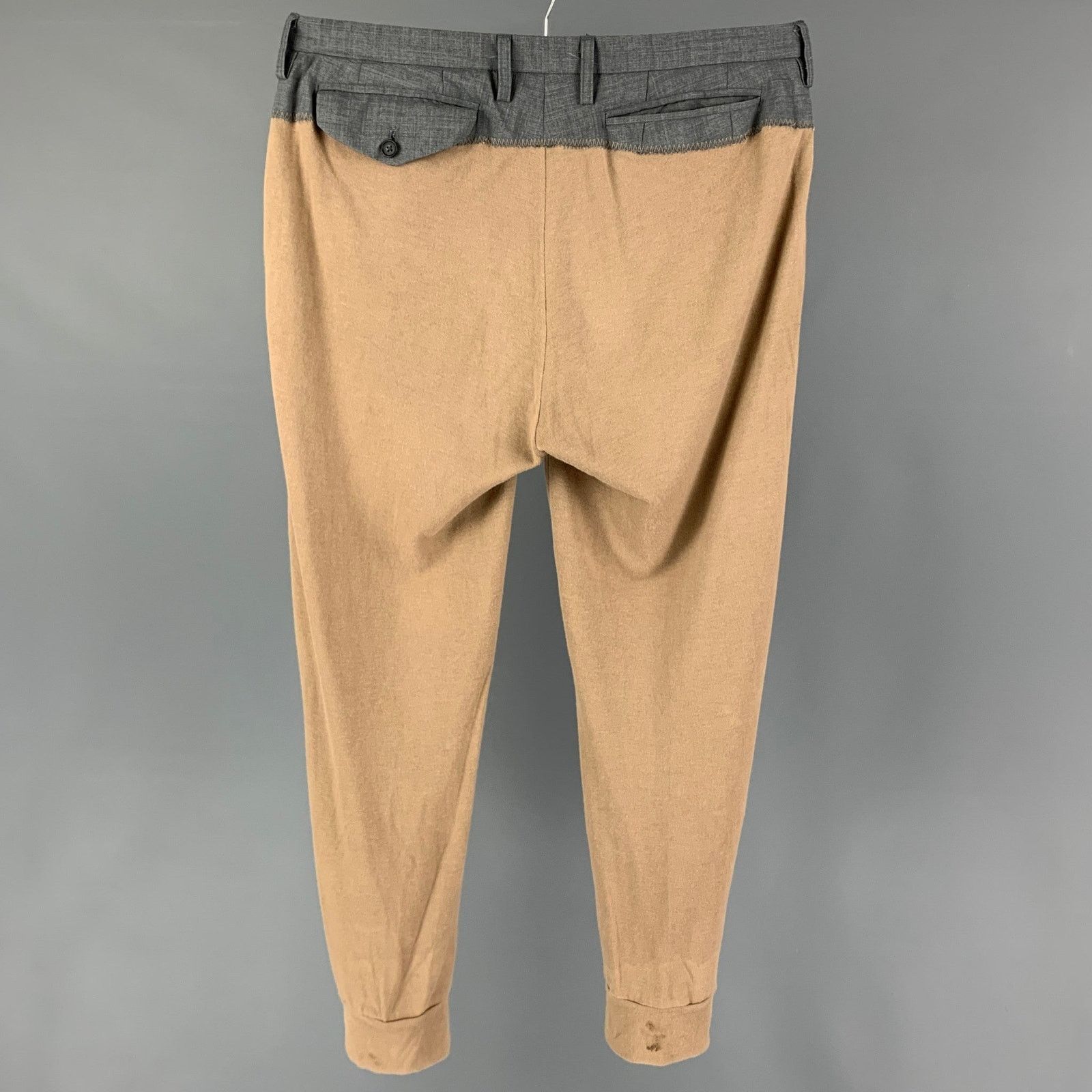 Kolor Size L Camel Grey Color Block Cotton Wool Joggers Pants Size US 34 / EU 50 - 3 Thumbnail