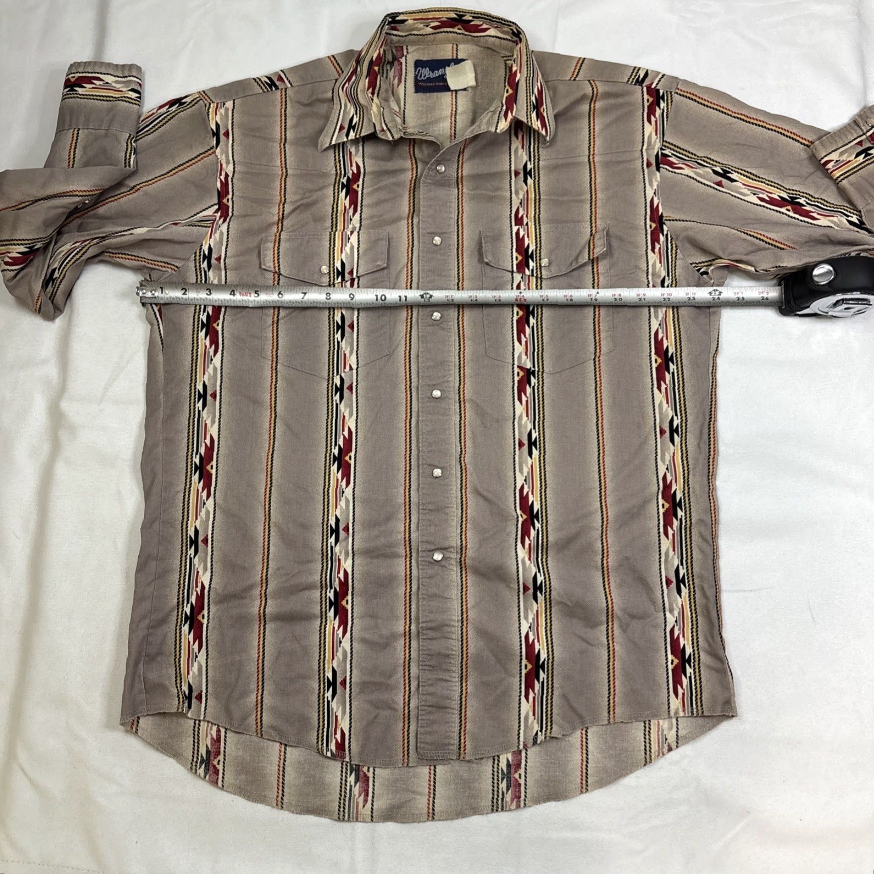 Wrangler VINTAGE Wrangler Western Aztec Geometric Pearl Snap Button Cowboy Mens Large Size US L / EU 52-54 / 3 - 5 Thumbnail