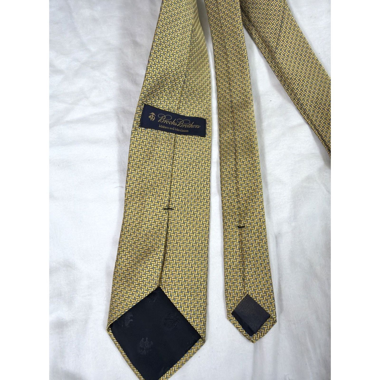 Brooks Brothers Brooks Brothers Tie Men Gold Blue Polyester Geometric Pattern Adult Neckwear Size ONE SIZE - 7 Thumbnail