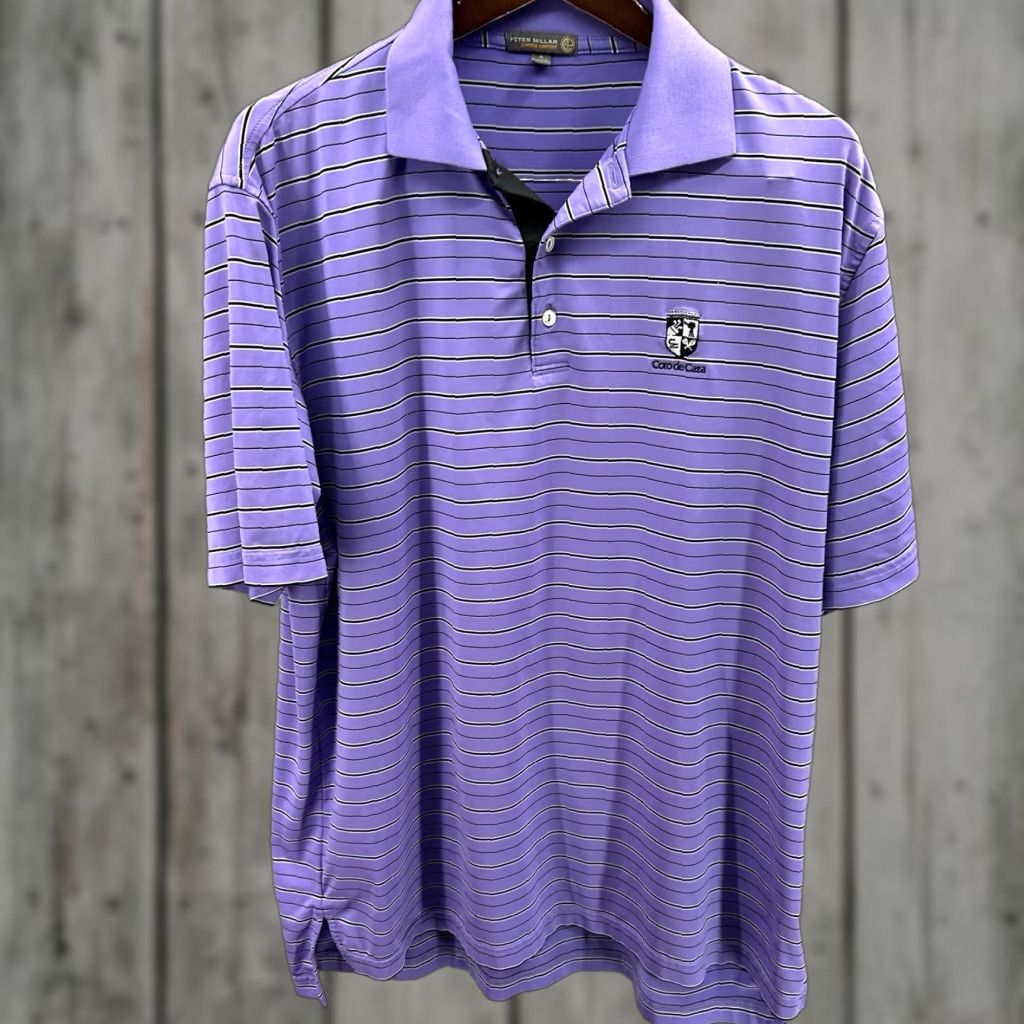 Footjoy FootJoy Polo Shirt Mens Large Purple Striped Golf Performance Coto De Caza READ Size US L / EU 52-54 / 3 - 1 Thumbnail