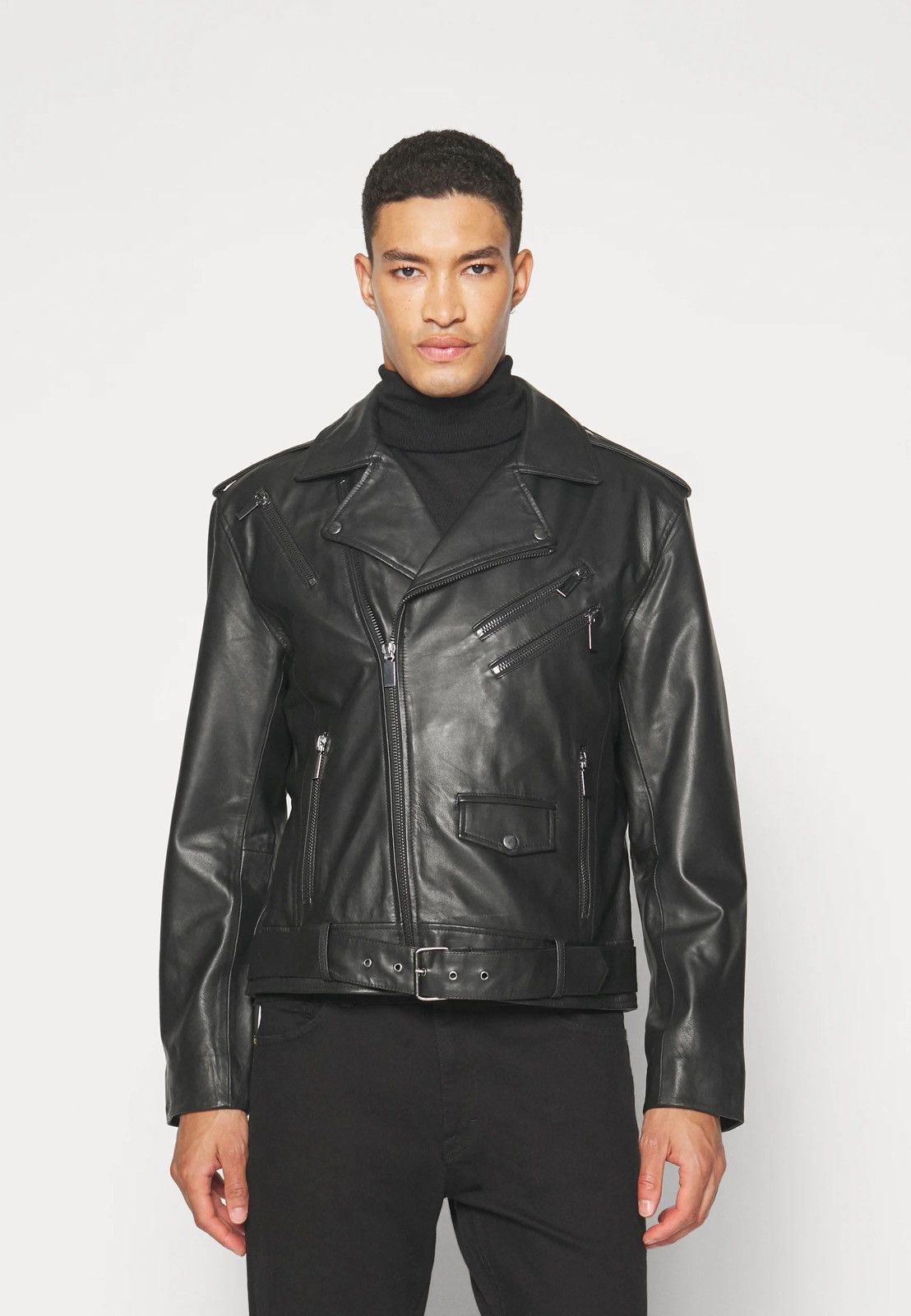 Leather !DS! AW22 Studio ID Biker Black Leather Jacket Size US M / EU 48-50 / 2 - 3 Thumbnail