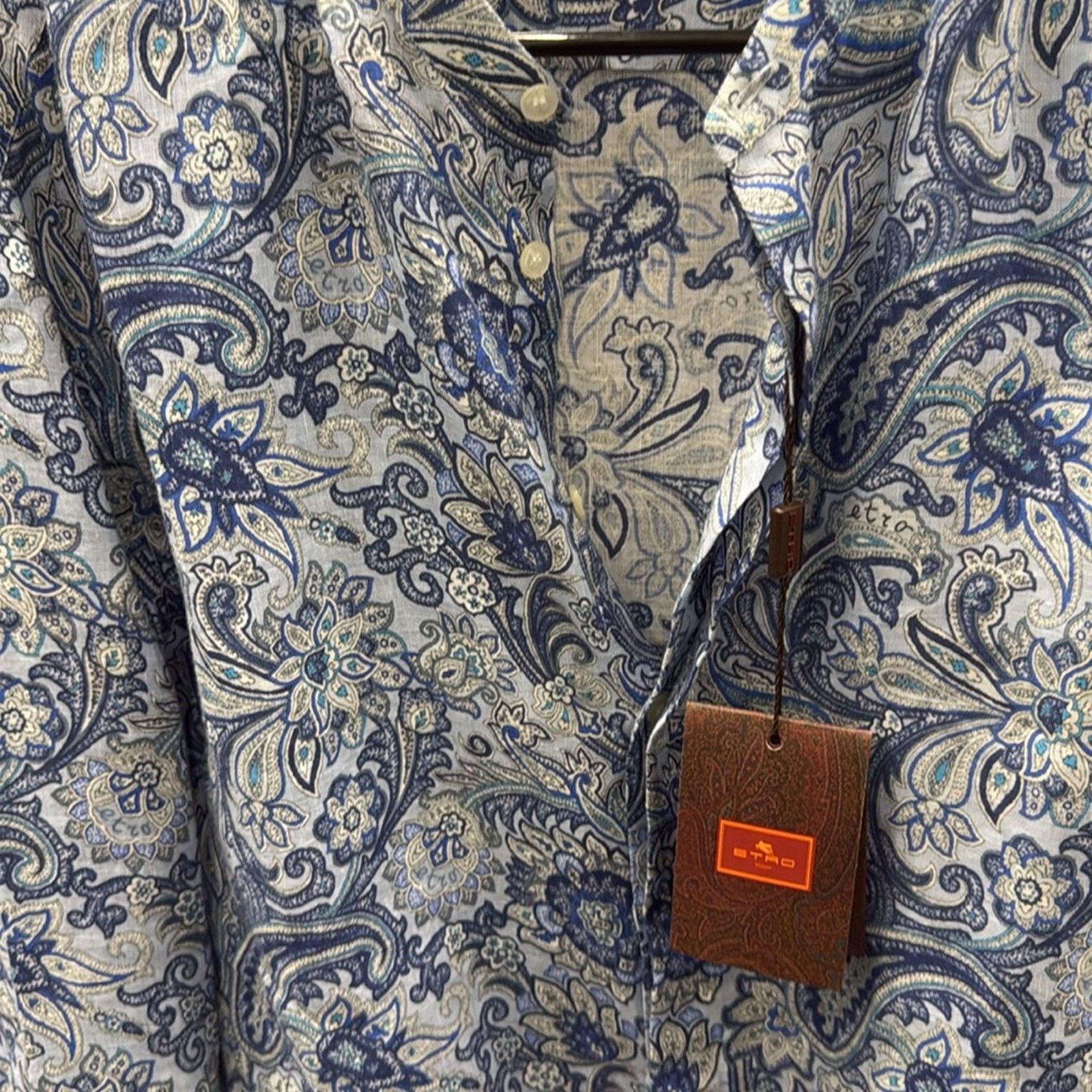 Etro NWT Etro men’s Blue Paisley Button-Up Shirt Size L Size US L / EU 52-54 / 3 - 3 Thumbnail