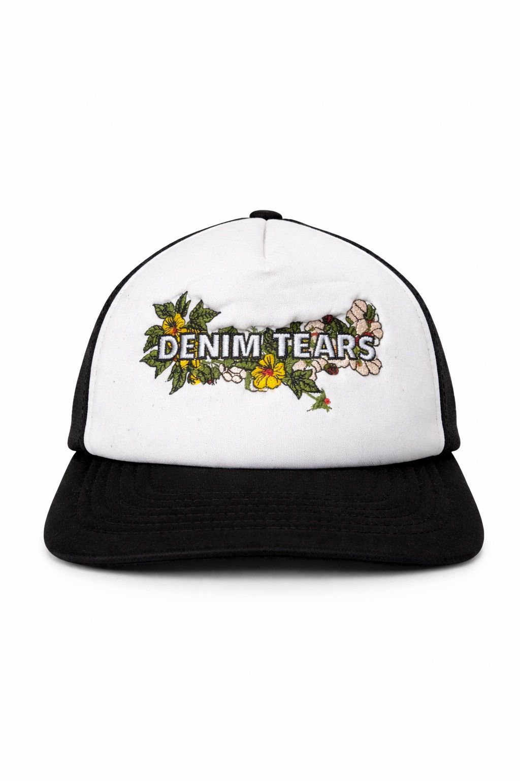 Denim Tears Floral Logo Trucker Hat Black White