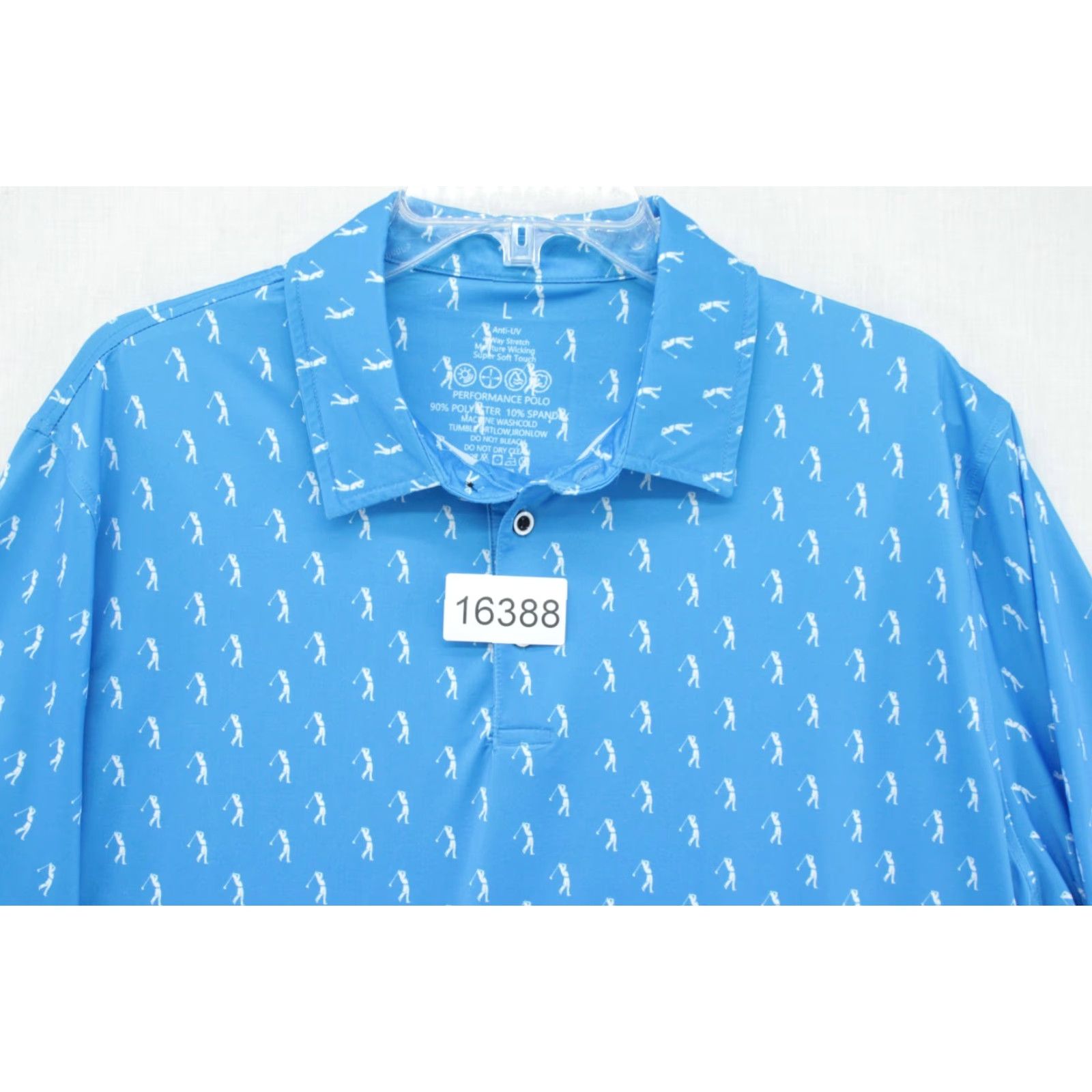 Vintage Damipow Premium Polo Shirts Men Large Blue Performance Allover Golfer Print Polo Shirt Mens Large Blue Golfer Print Premium Damipow Size US L / EU 52-54 / 3 - 7 Thumbnail