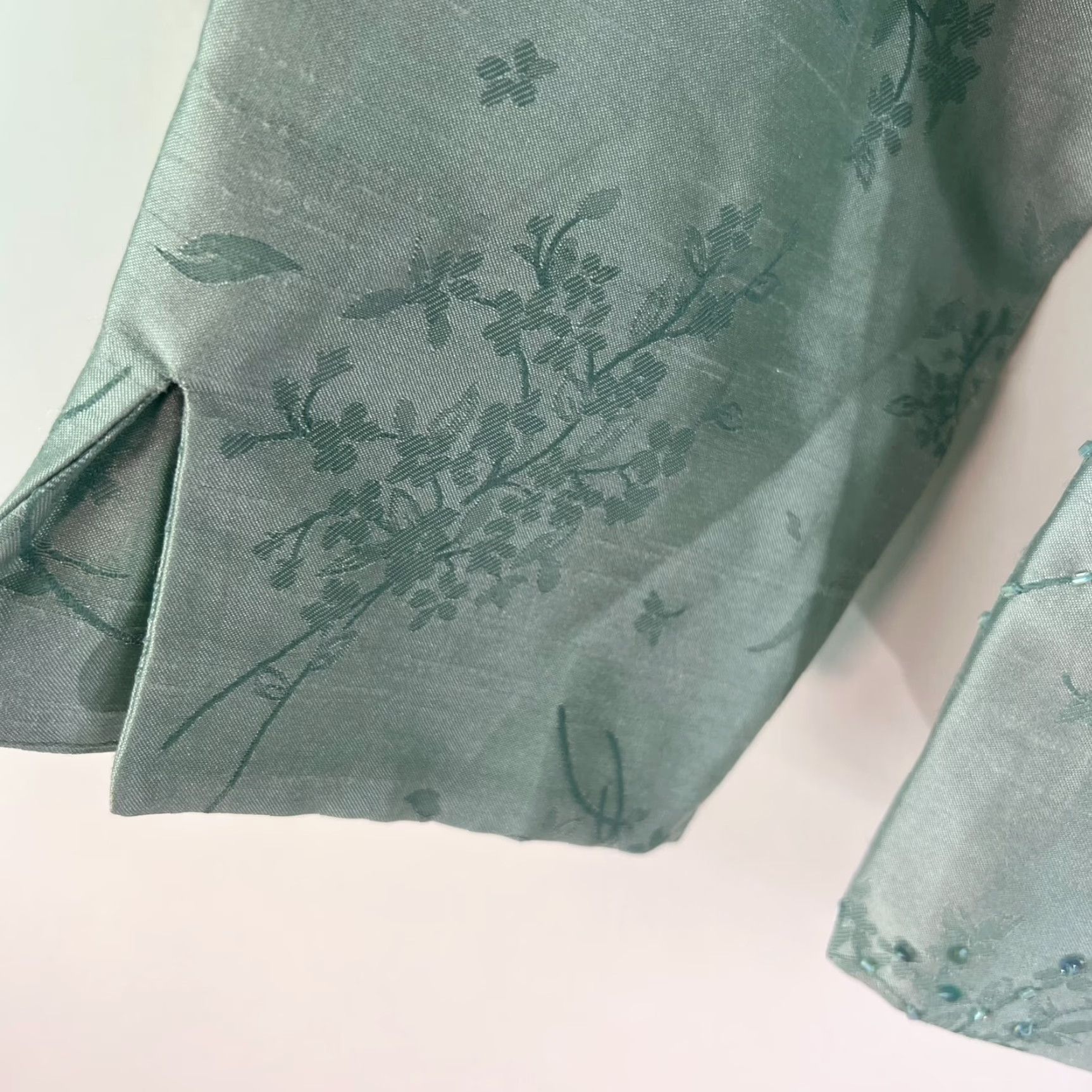 Coldwater Creek Coldwater Creek Shacket Jacket Blazer Green 8 Sequin Pads Mint Sherbet Muted Green Satin 3/4 Sleeve Mid-Length Womens Vintage No Size M / US 6-8 / IT 42-44 - 4 Thumbnail