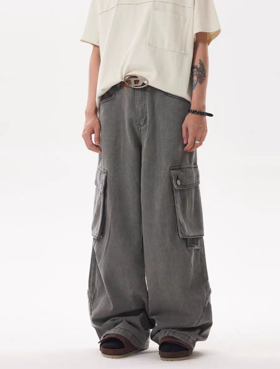 Japanese Brand × Vintage Casual baggy wide leg washed and distressed work pants Size US 32 / EU 48 - 5 Thumbnail