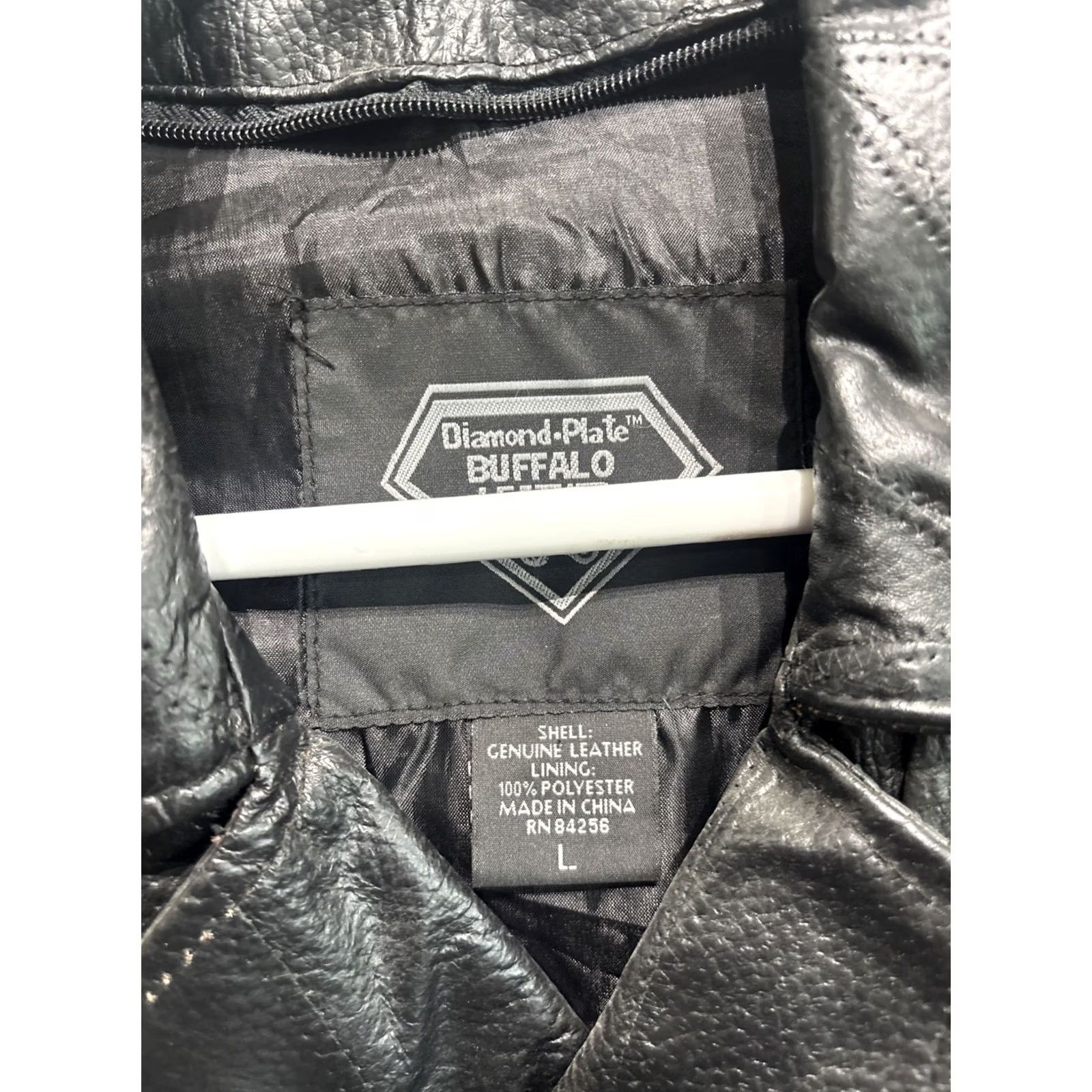 Vintage VINTAGE Diamond Plate Buffalo Patchwork Leather Motorcycle Jacket Coat Mens Large Jacket Size US L / EU 52-54 / 3 - 4 Thumbnail
