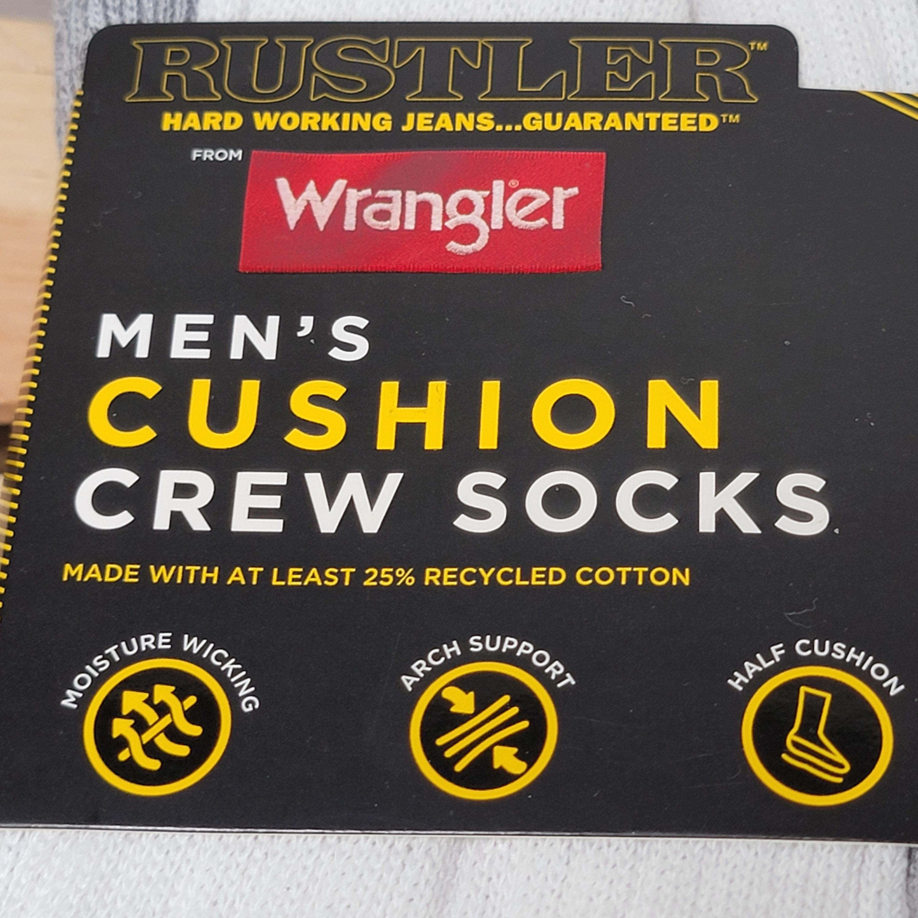 Rustler 6 Pair Rustler Wrangler Men's Crew Socks-Shoe Size 6-12 NWT Size ONE SIZE - 2 Thumbnail