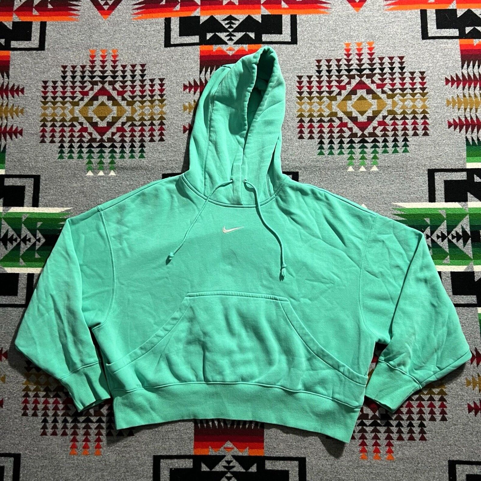 Image of Nike Phoenix Oversized Women’S Hoodie Mint Green Size Xs Center Check Swoosh D4 in White, Women's