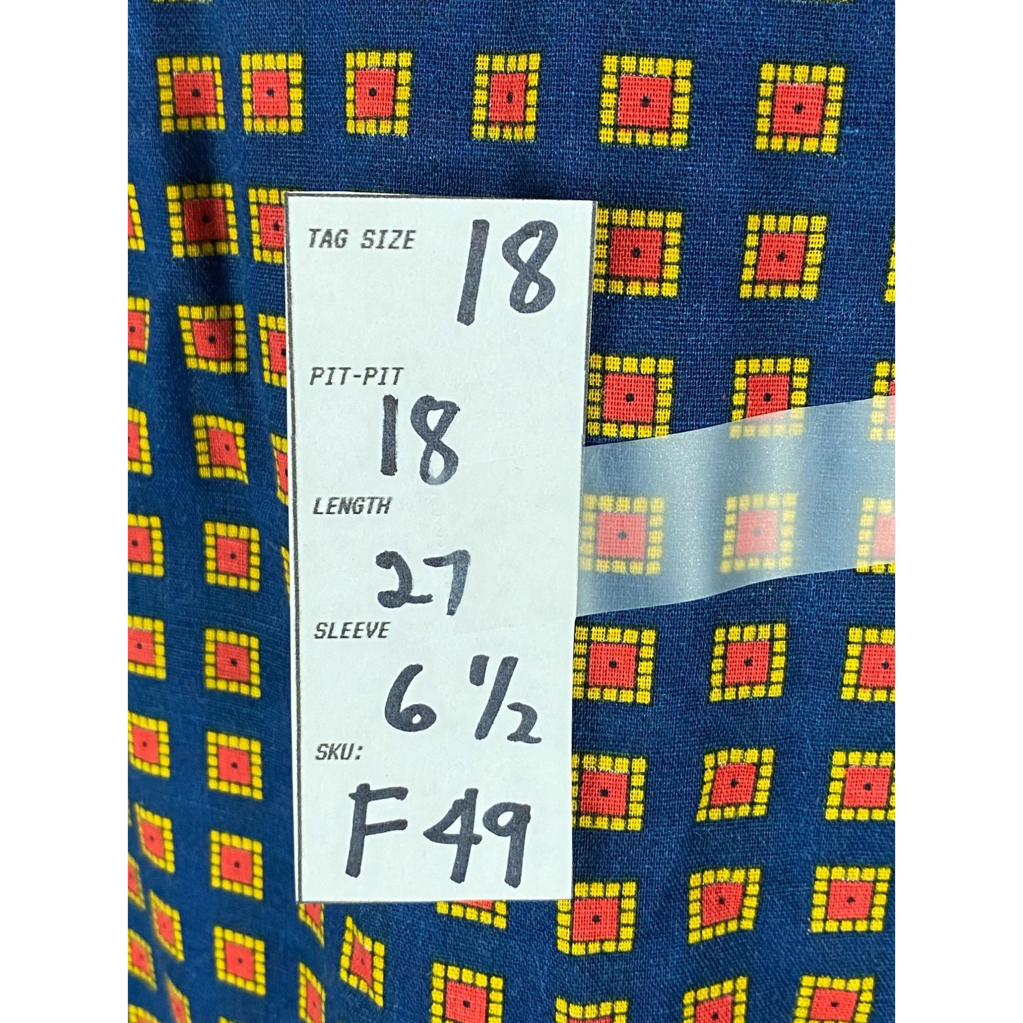 Other × Vintage VTG 70s Perma Pressed Square Patterned Button-Up S/S Pocket Size US S / EU 44-46 / 1 - 4 Thumbnail