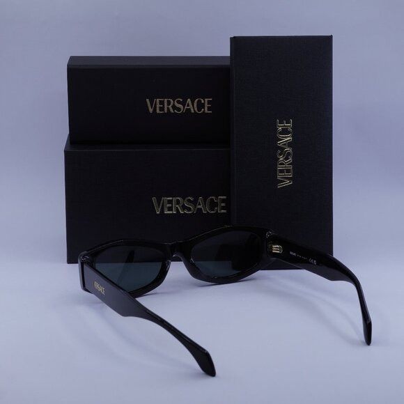Versace Versace VE4487 GB1/87 Sunglasses Black Rectangle Frame Size ONE SIZE - 10 Thumbnail