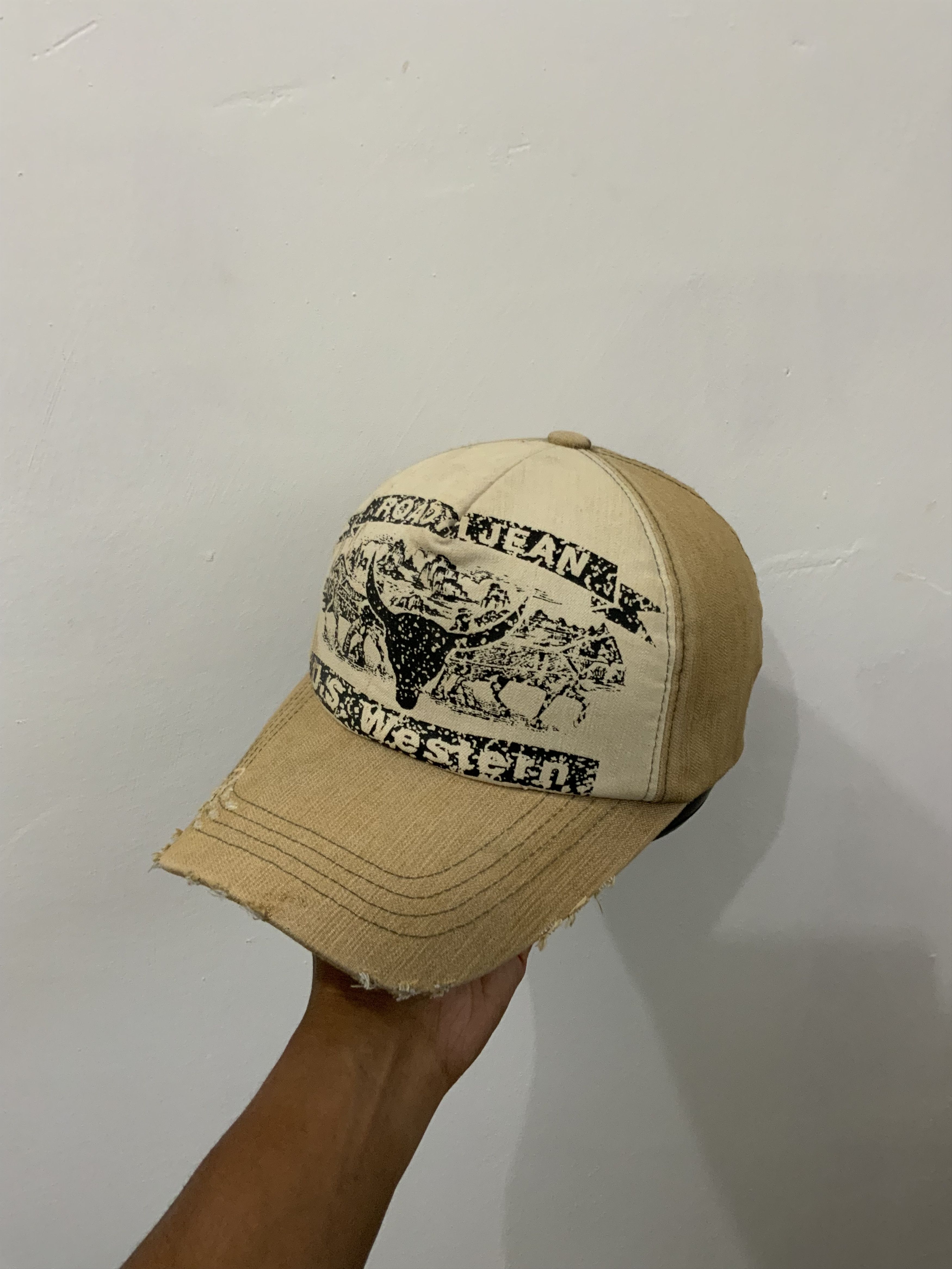 Japanese Brand Road Jeans U.S Western Bull Distressed Hat Cap Size ONE SIZE - 2 Thumbnail
