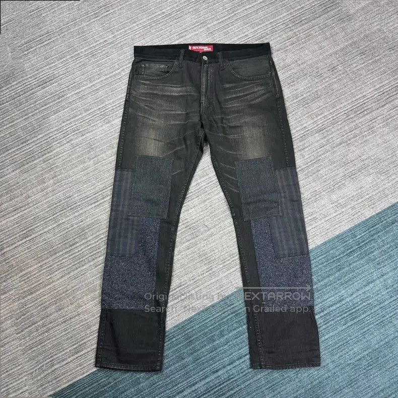 Junya Watanabe Junya Watanabe size L Patchwork Black Washed Denim Pants Size 23" - 1 Thumbnail
