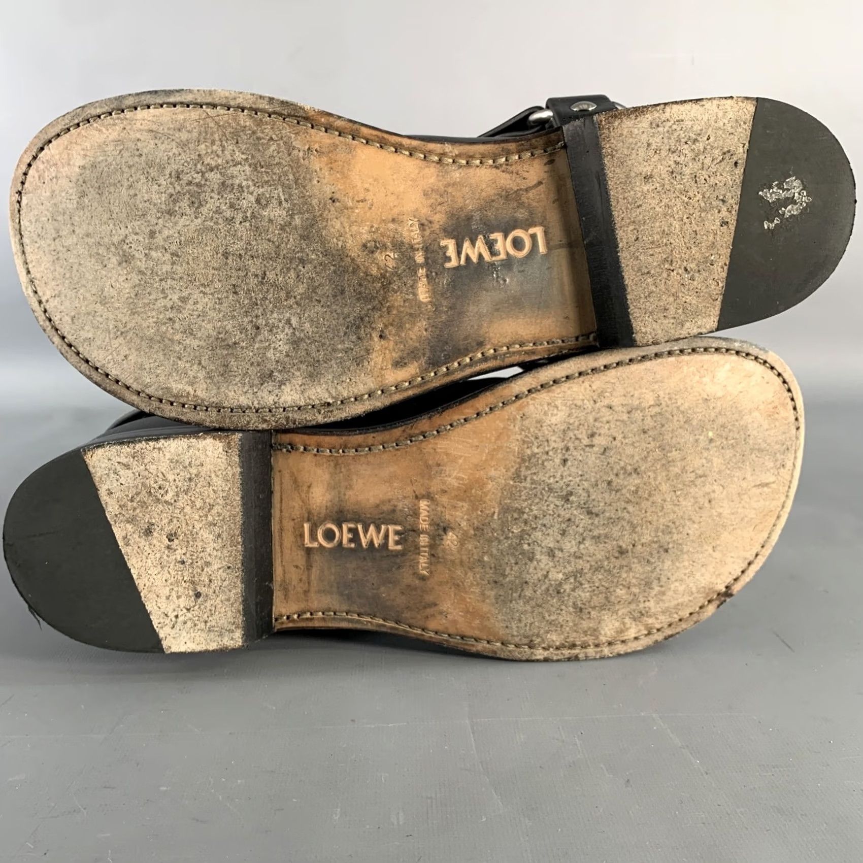 Loewe LOEWE Size 9 Black Leather Pull On Round Toe Harness Biker Boots Size US 9 / EU 42 - 6 Thumbnail