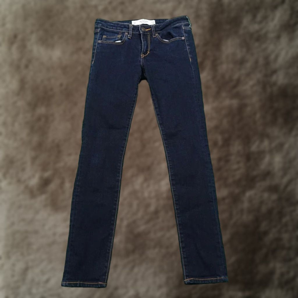 Abercrombie & Fitch Abercrombie & Fitch Jeans Womens 00S Dark Wash A&F Super Skinny Stretch Denim Zip Pocket Embroidered Logo Slim Size 24" / US 00 / IT 34 - 1 Thumbnail