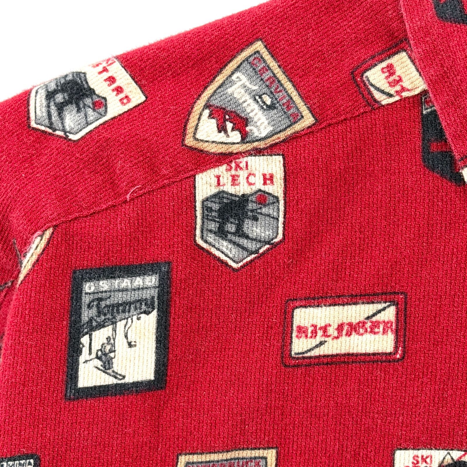 Tommy Hilfiger Vintage 90s Red 100% Cotton AOP Ski Icons Button Down Shirt Size US XL / EU 56 / 4 - 3 Thumbnail