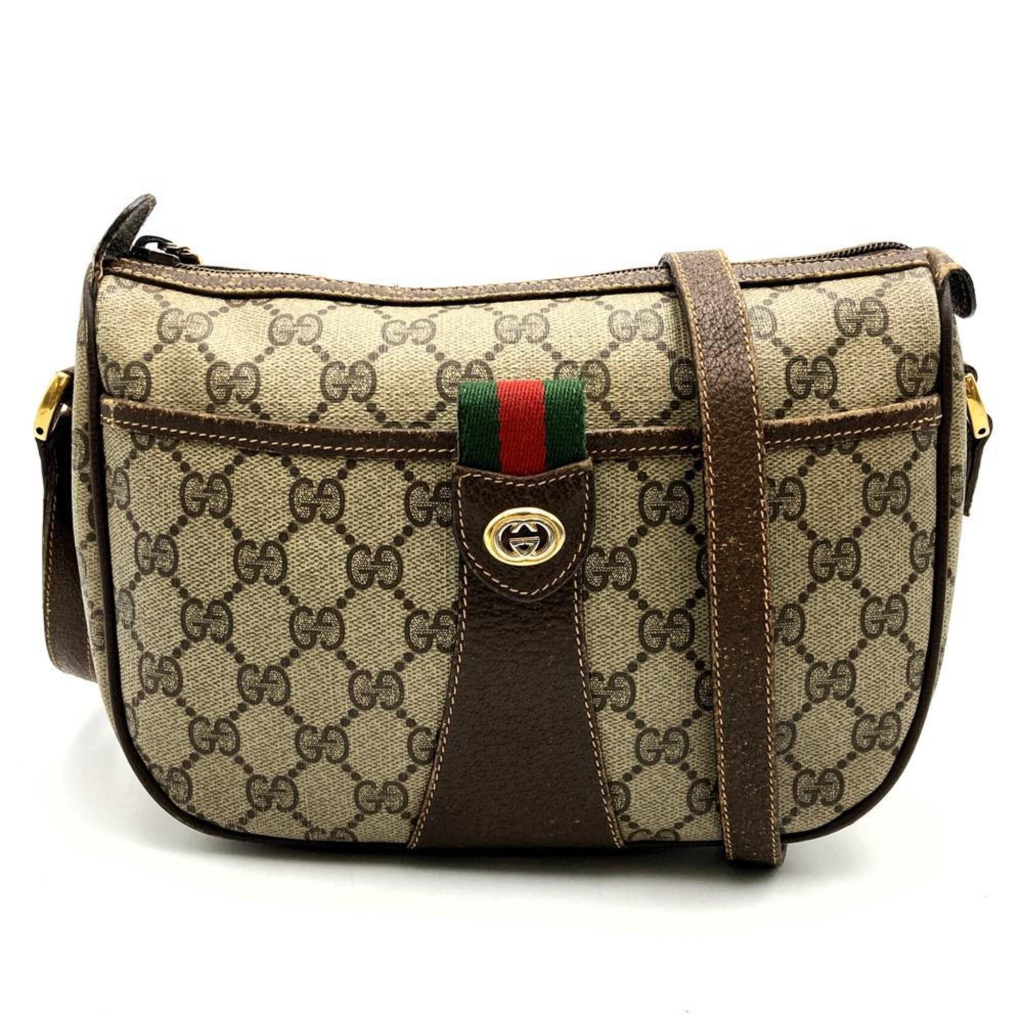 GUCCI 89 02 032 Old Gucci Shoulder Bag Sherry Line GG Supreme