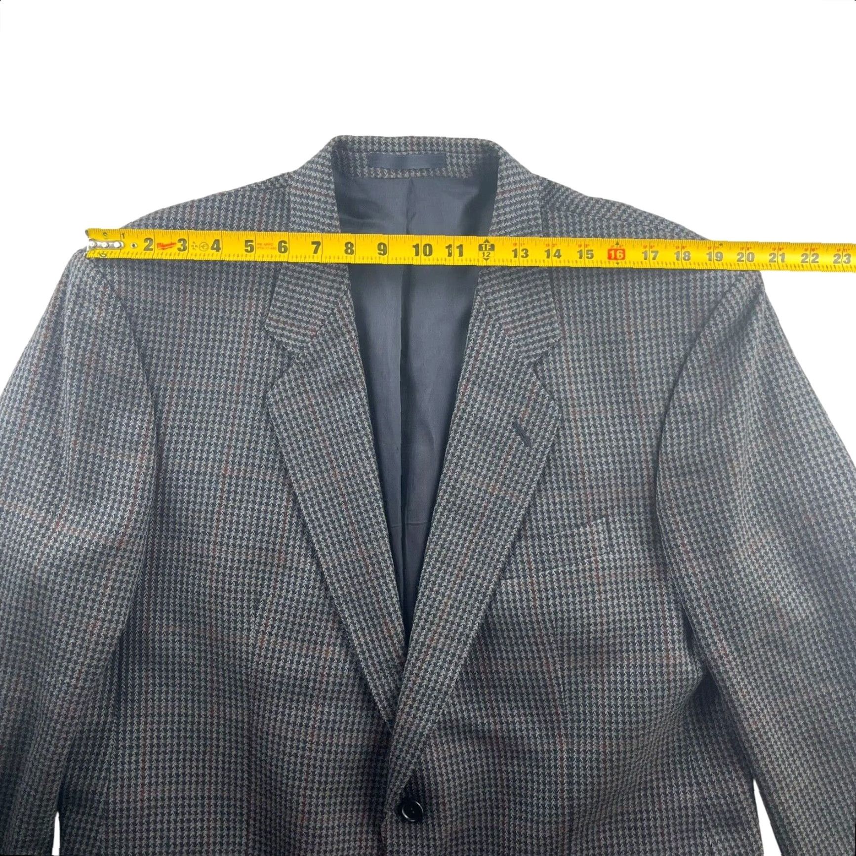 Vintage St. Michael Men’s Blazer Jacket Wool Gray Houndstooth 2-Button Double-Vented 46R Size 46R - 7 Thumbnail