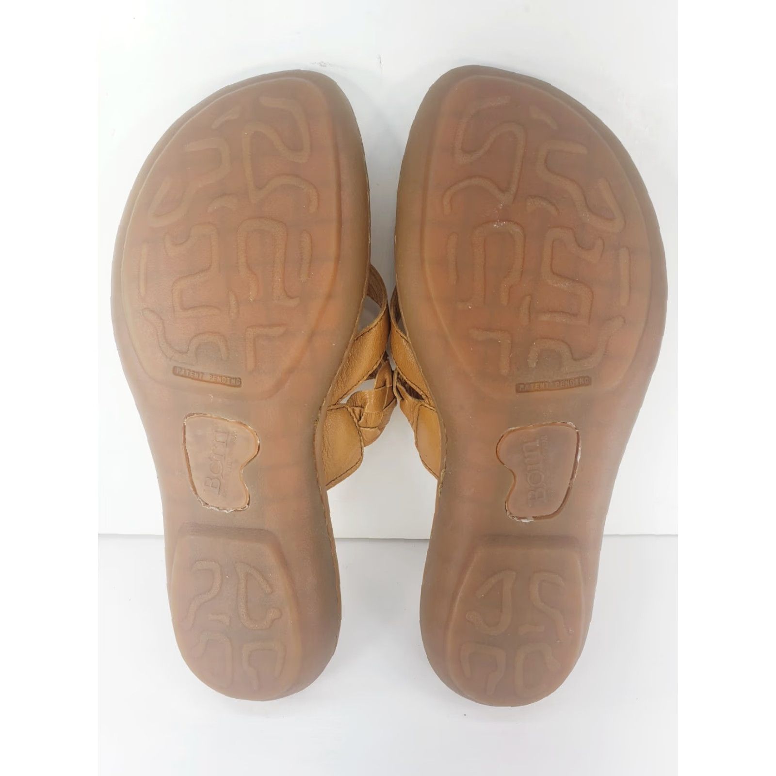 Born Born Sandals Women’s 8M Tan Leather Slide Wedge Latigo Straps Bohemian Logo Casual Sandal Menus? Size US 8 / IT 38 - 7 Thumbnail