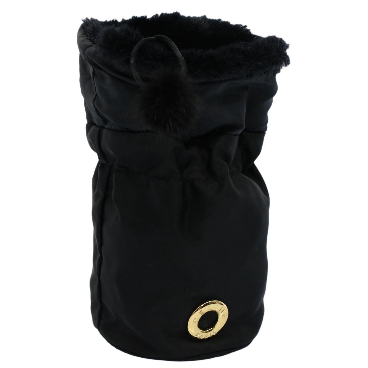 image of Celine Circle Pouch Nylon Black Auth Am5193, Women's