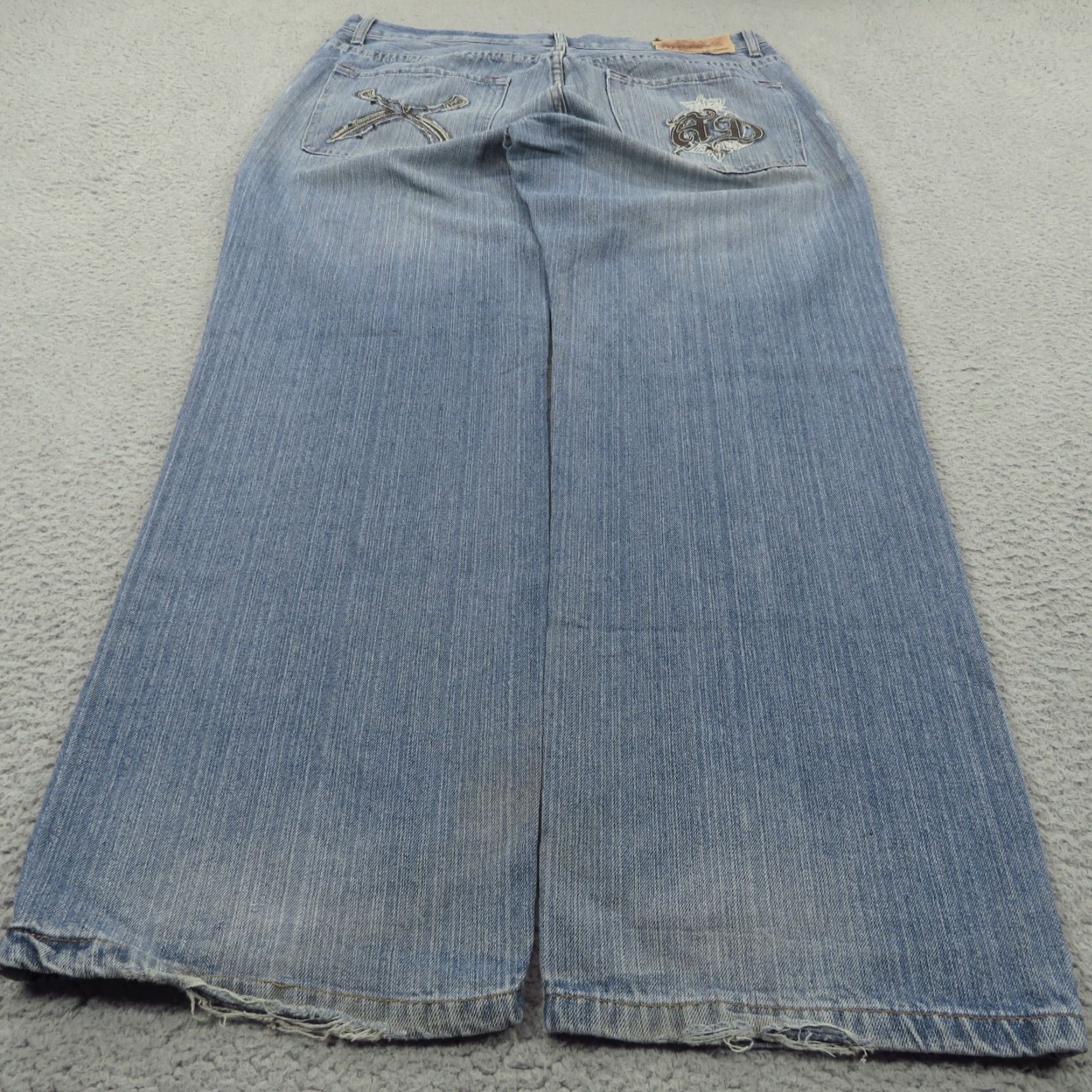 Vintage VINTAGE Artful Dodger Jeans Mens 38 Baggy Grunge Skater Embroidered 10 Leg Opening Pipes Denim 5-Pocket Design Blue Cotton Size US 38 / EU 54 - 2 Thumbnail