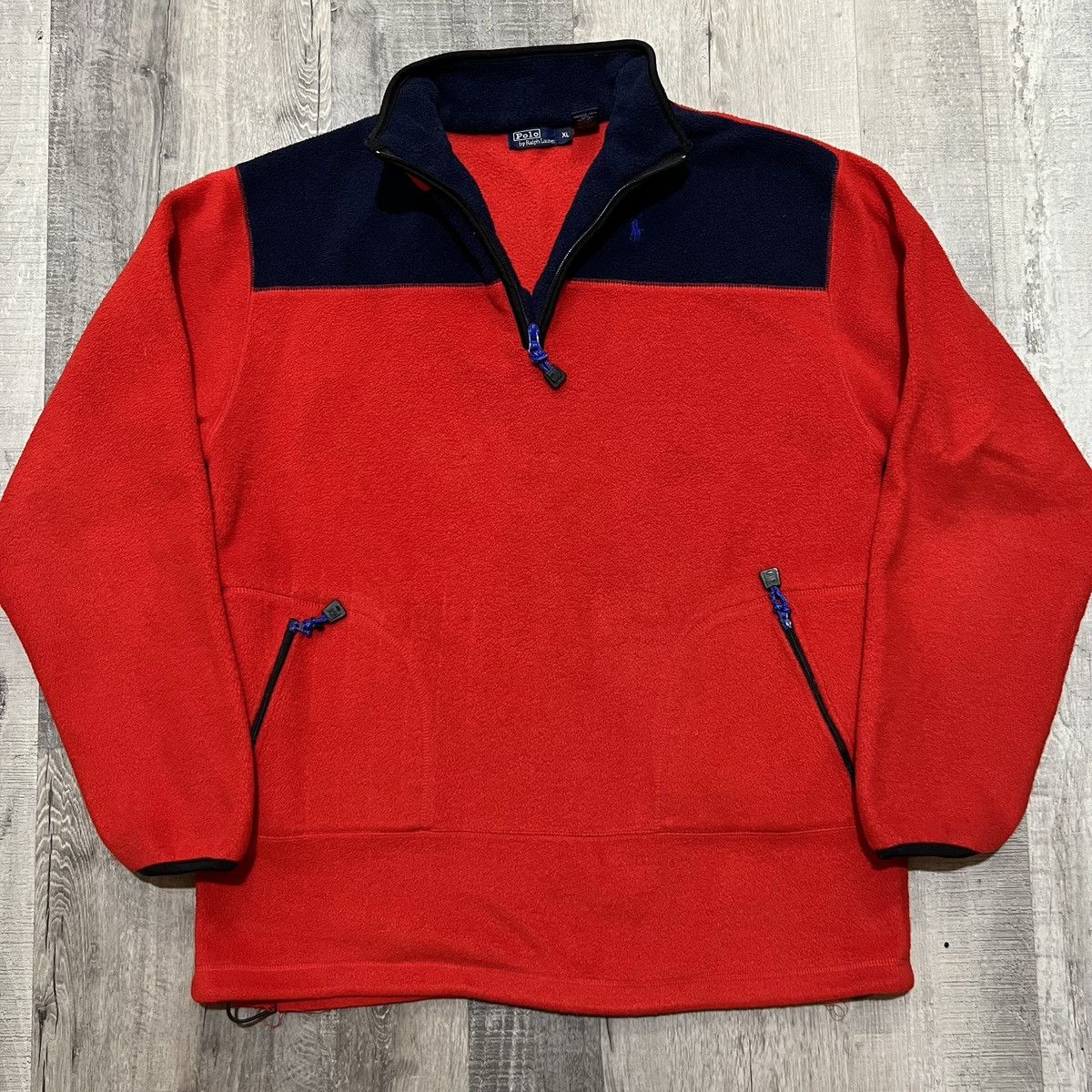 Polo Ralph Lauren × Vintage VTG Polo Ralph Lauren 80s/90s Red 1/4 Zip Fleece Jacket Size US XL / EU 56 / 4 - 1 Thumbnail