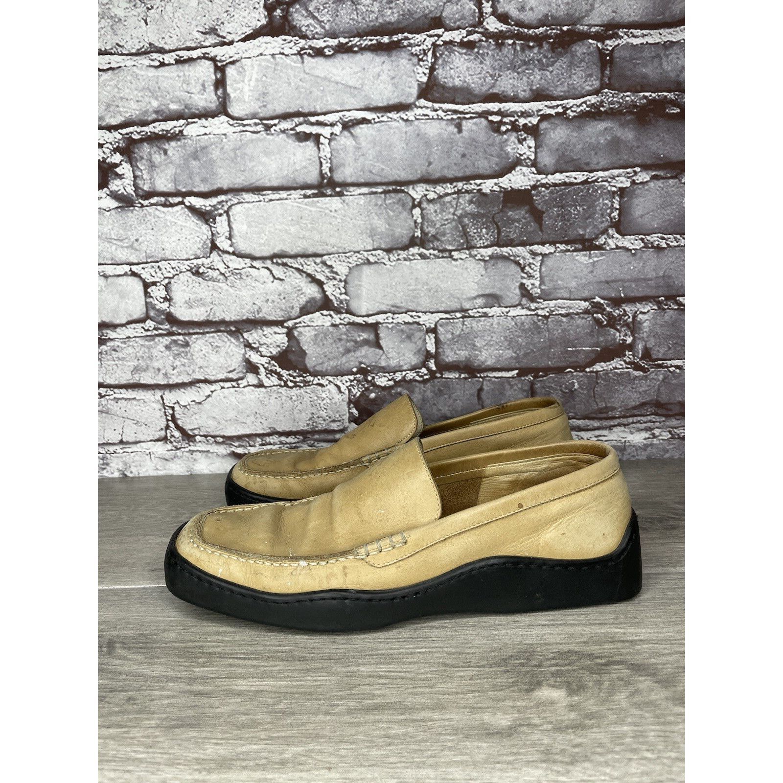 Other Duccio Del Duca Tan Leather Square Toe Wedge Designer Loafer Size US 8.5 / IT 38.5 - 1 Thumbnail
