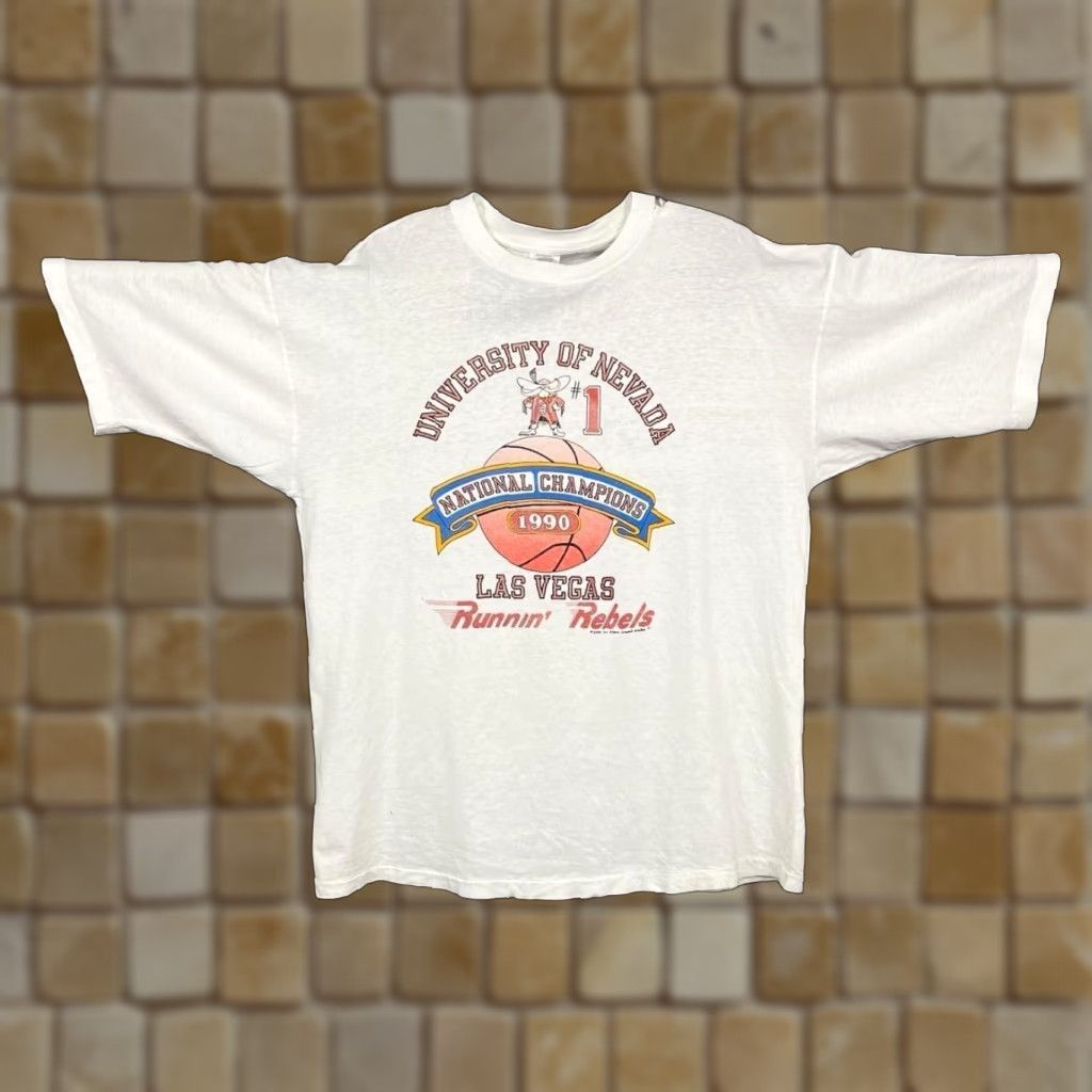 NCAA VINTAGE NCAA University Of Nevada Las Vegas RUNNIN’ REBELS T-Shirt Large White Men Size US L / EU 52-54 / 3 - 1 Thumbnail