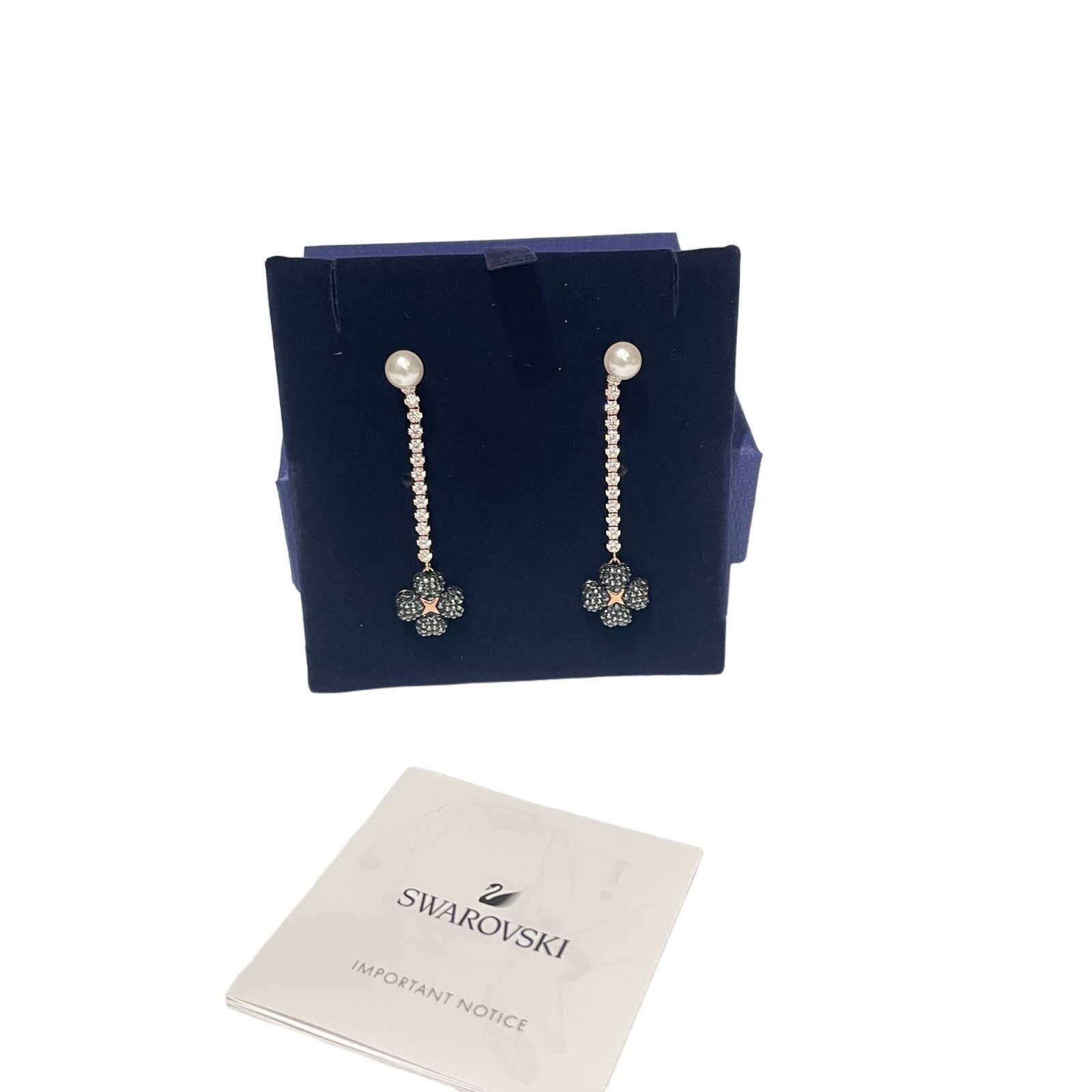 Swarovski Swarovski Latisha Pierced Earrings, Black Crystal Pearl Size ONE SIZE - 2 Thumbnail