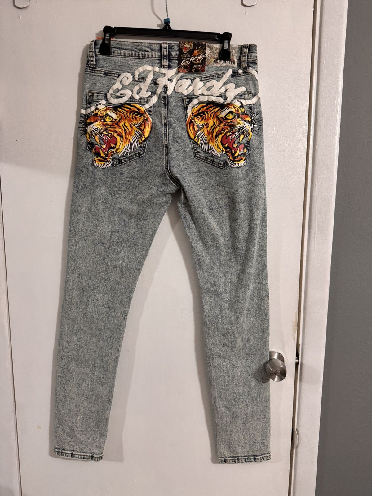 Ed Hardy Men’s Ed Hardy Destructed Acid Wash Skinny Jeans Size 30 Size US 32 / EU 48 - 1 Thumbnail