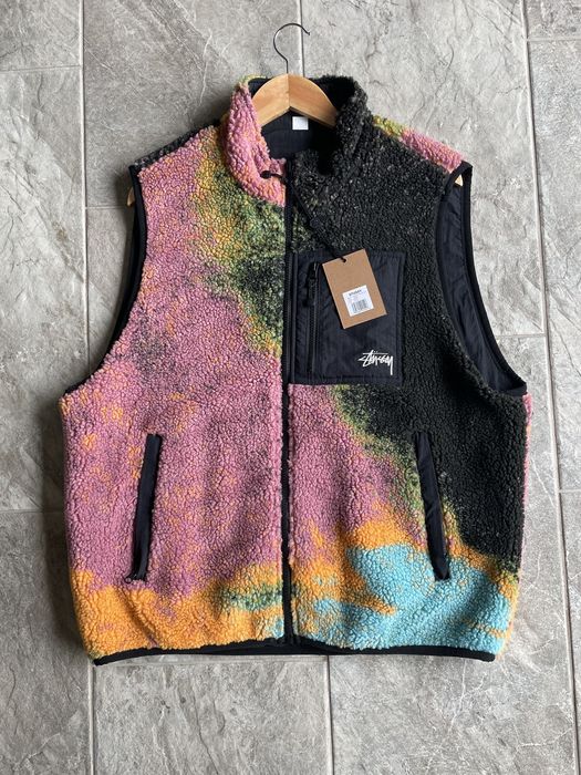 Stussy stussy jacquard dye sherpa vest reversible | Grailed