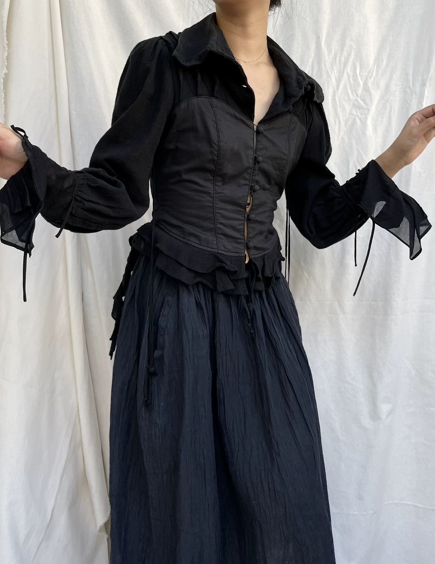 Other AliceAuaa 1990s Victorian Goth Backless Corset Shirt xs-s Size XS / US 0-2 / IT 36-38 - 6 Thumbnail