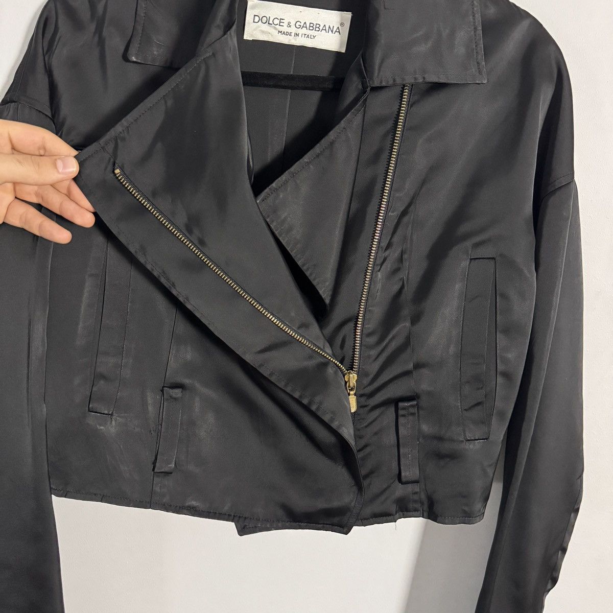 Dolce & Gabbana Dolce & Gabbana 1990s Cropped Biker Jacket Black Blazer Size L / US 10 / IT 46 - 13 Thumbnail